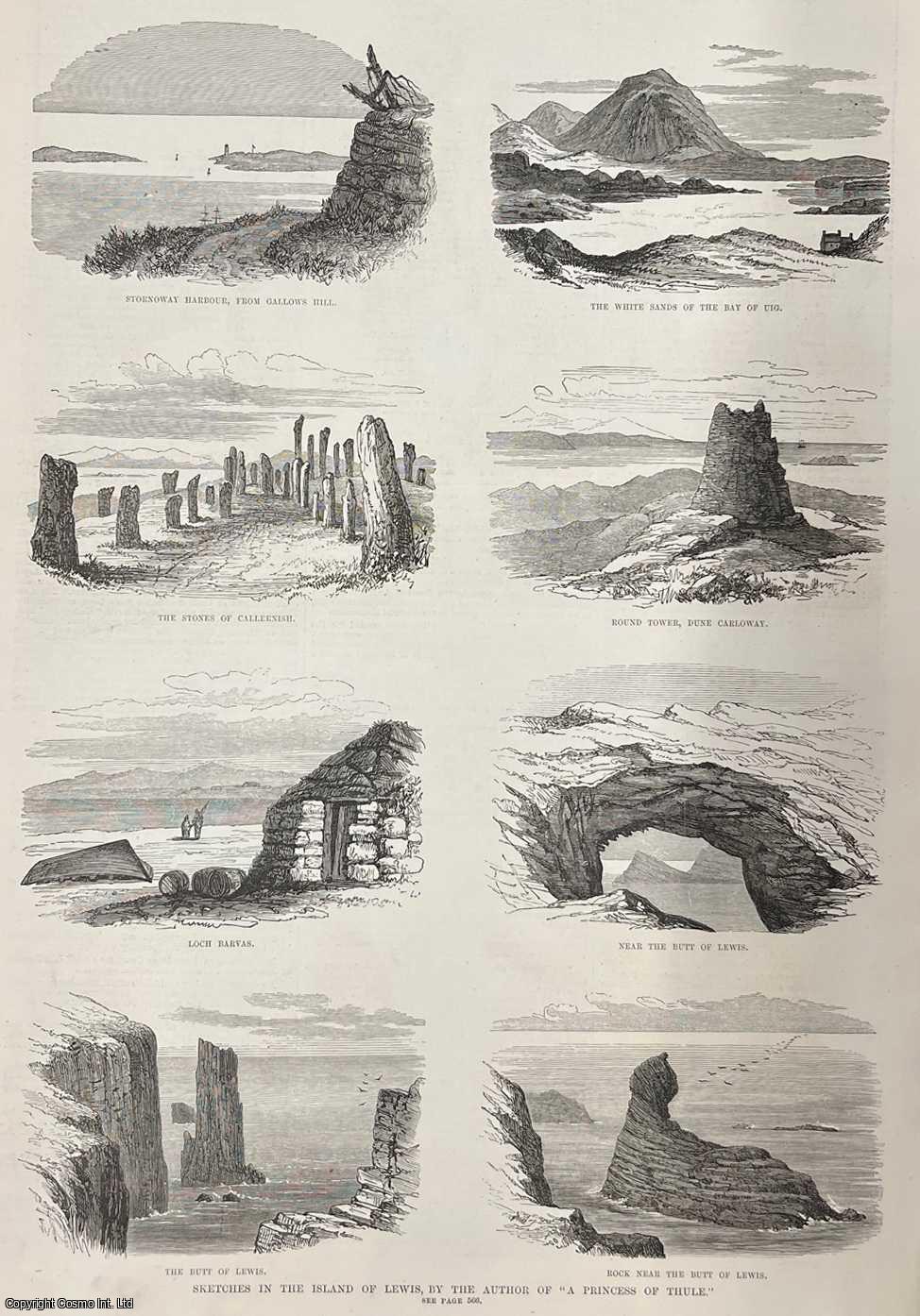 ISLE OF LEWIS - Sketches in the Island of Lewis, by William Black. A collection of original woodcut engravings, with accompanying text from the Illustrated London News, 1875.