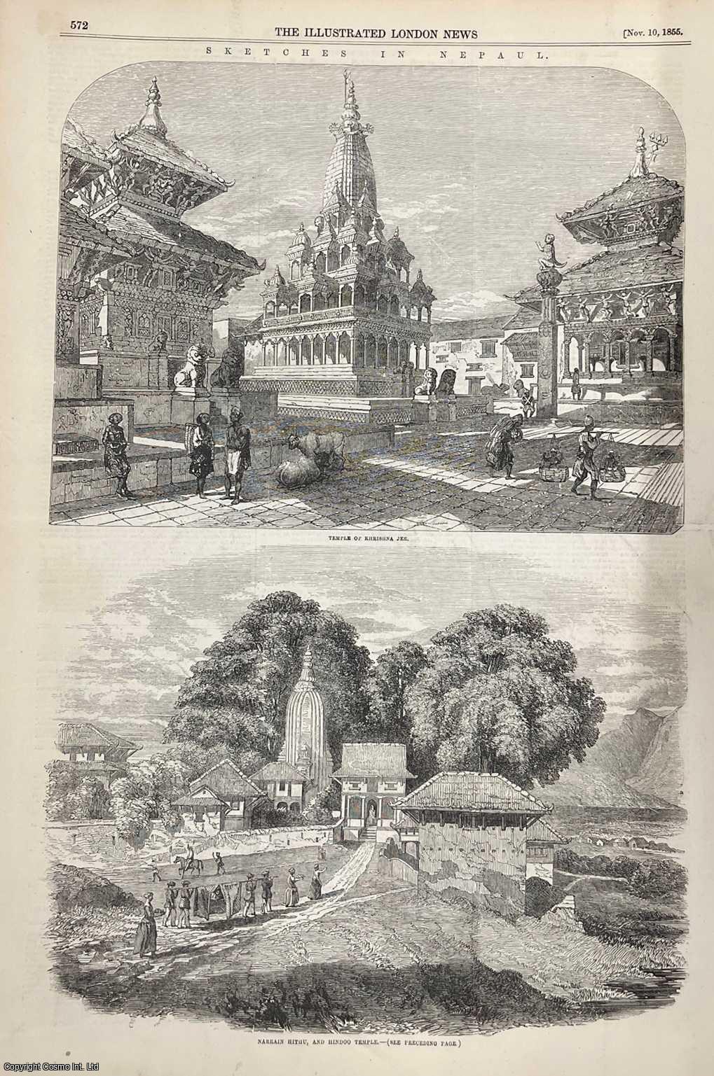 NEPAL - Sketches in Nepal. A collection of original woodcut engravings, with accompanying text from the Illustrated London News, 1855.