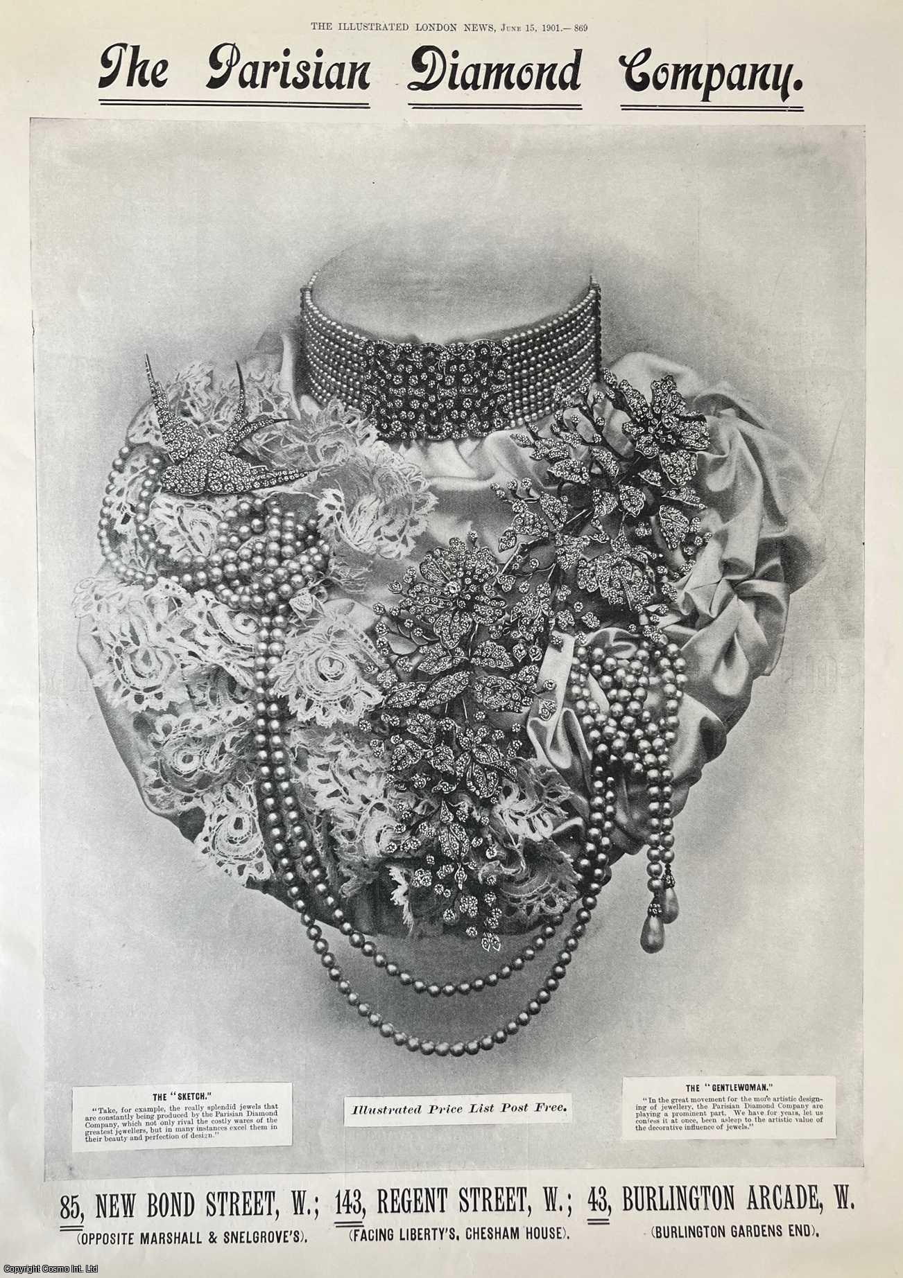 ADVERTISING - The Parisian Diamond Company; New Bond Street, Regent Street and Burlington Arcade. An original advertisement, from the Illustrated London News, 1901.