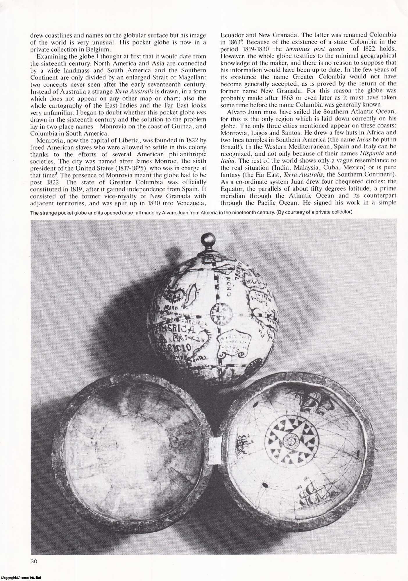 Peter van der Krogt - Two Peculiar 19th Century Globes; an Umbrella Globe and a Pocket Globe made by a Spanish Sailor. An original article from Map Collector Magazine, 1985.