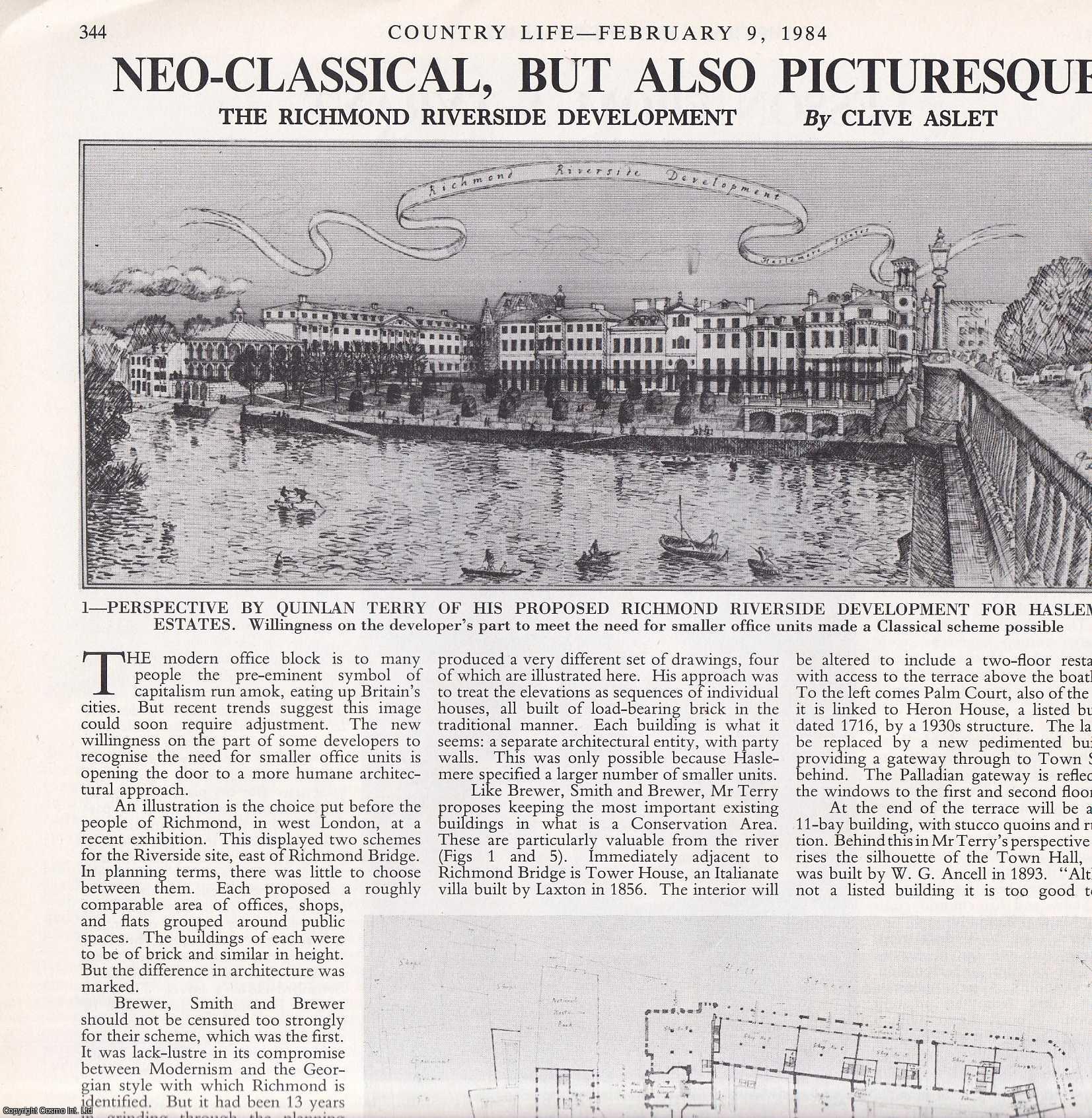 Clive Aslet - The Richmond Riverside Offices Development: Neo-Classical, but Picturesque. Several pictures and accompanying text, removed from an original issue of Country Life Magazine, 1986.