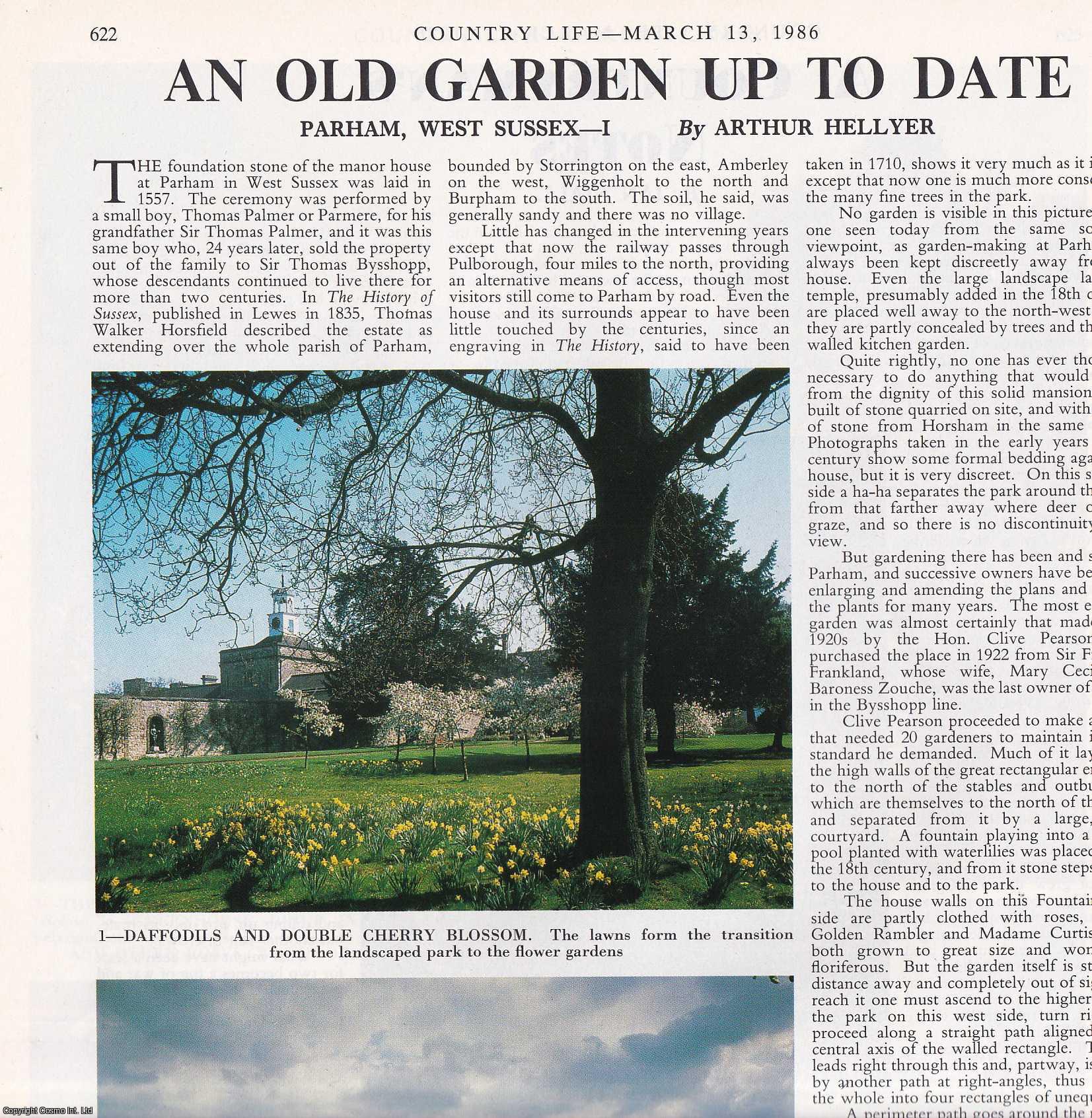 Arthur Hellyer - Parham, West Sussex; an Old Garden up to Date. Several pictures and accompanying text, removed from an original issue of Country Life Magazine, 1986.
