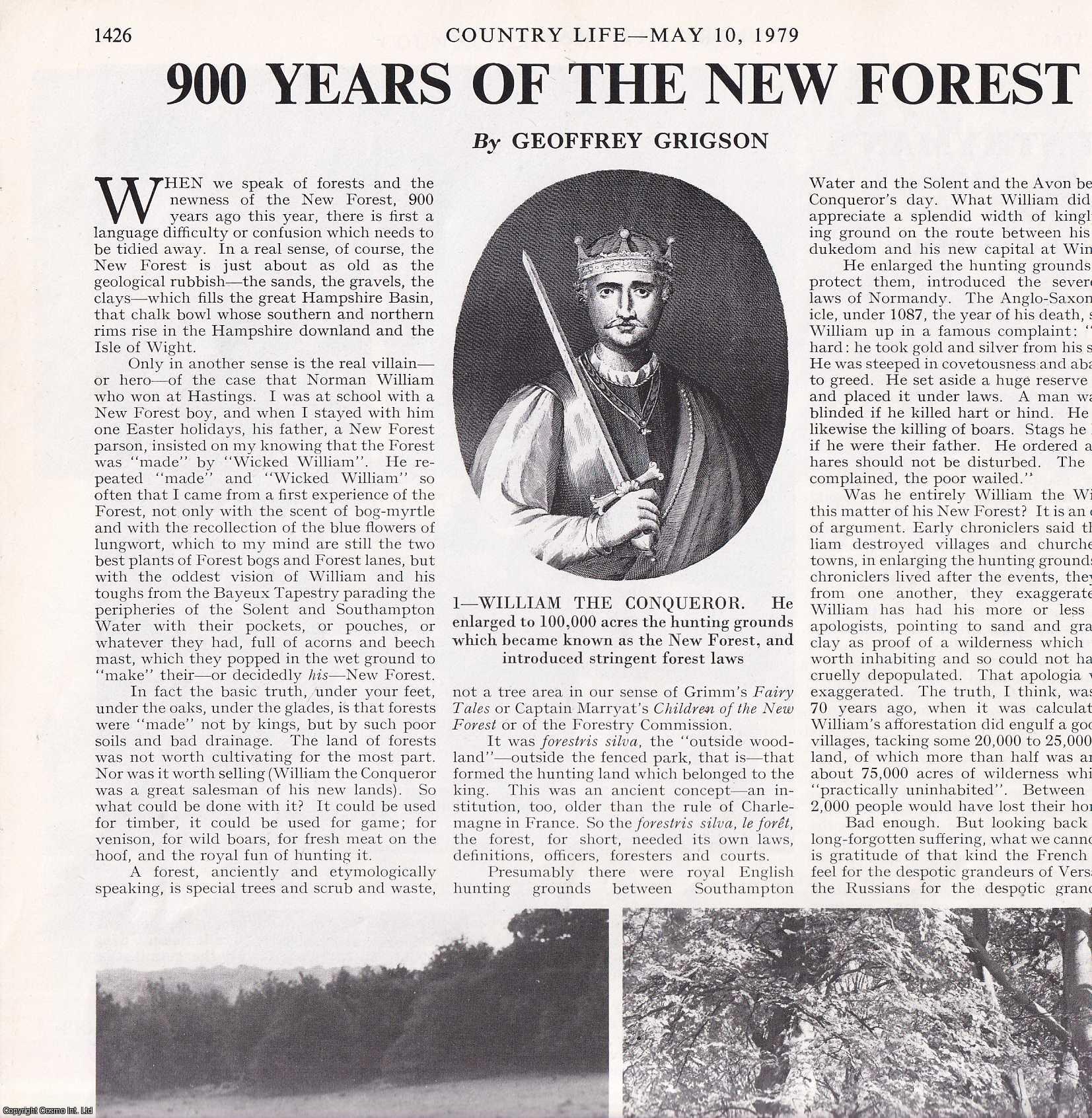 Geoffrey Grigson - 900 Years of the New Forest. Several pictures and accompanying text, removed from an original issue of Country Life Magazine, 1979.