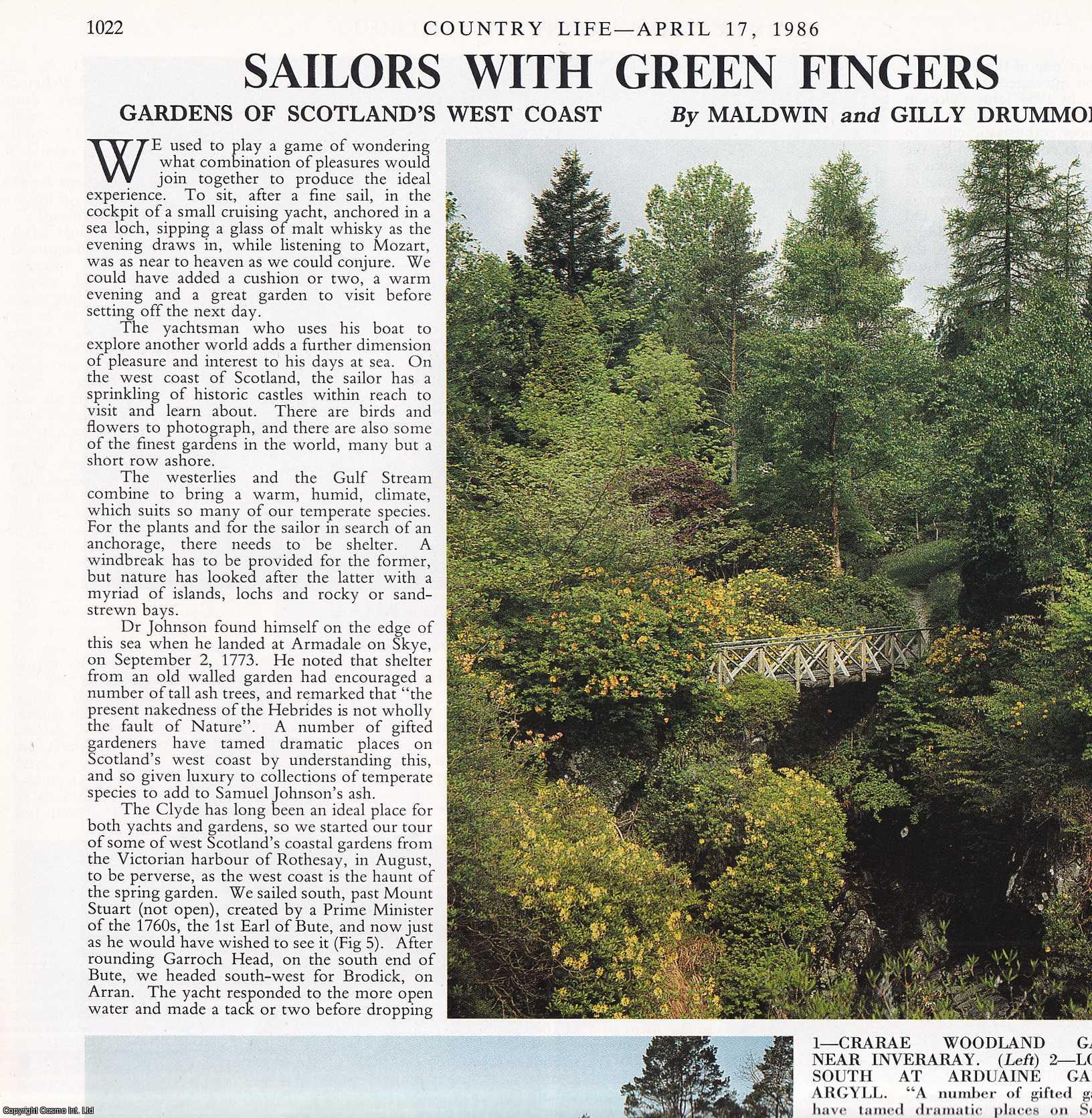 Maldwin and Gilly Drummond - Gardens of Scotland's West Coast. Several pictures and accompanying text, removed from an original issue of Country Life Magazine, 1986.
