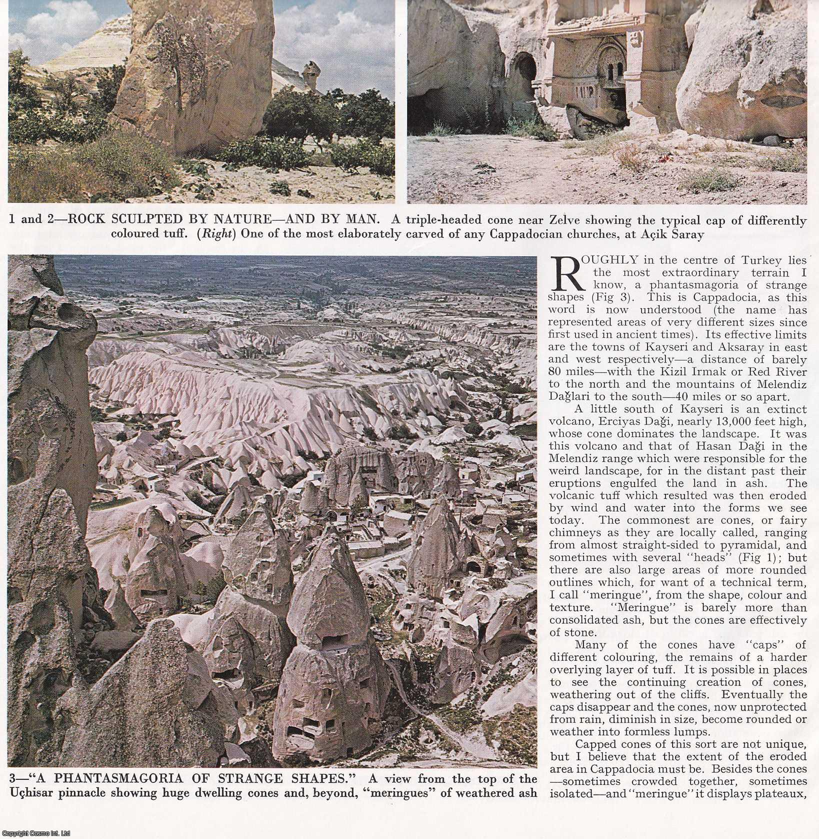 Anthony Huxley - Cappadocia, Turkey; Land of Cones, Caves and Churches. Several pictures and accompanying text, removed from an original issue of Country Life Magazine, 1977.
