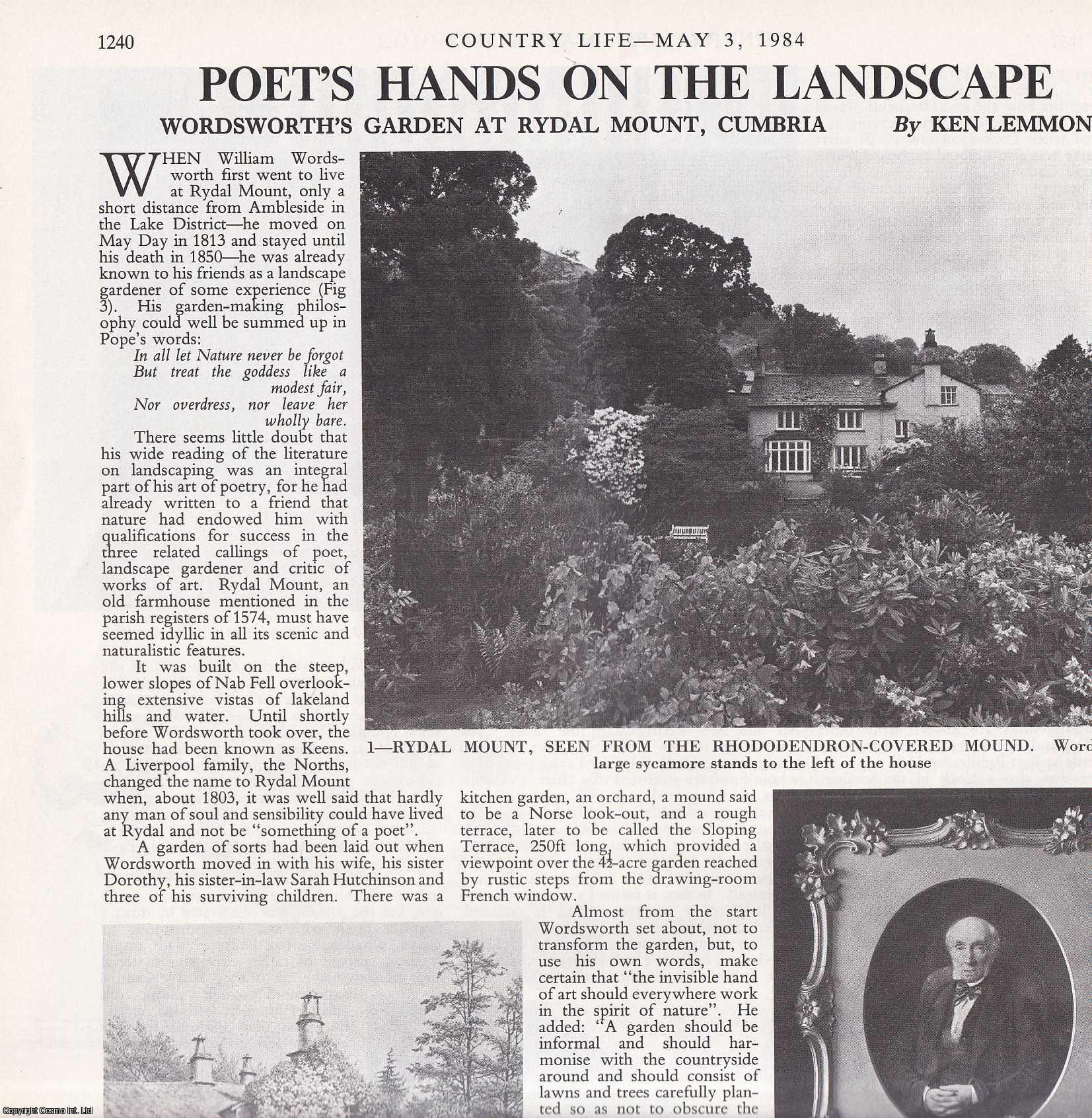 Ken Lemmon - Wordsworth's Garden at Rydal Mount, Cumbria. Several pictures and accompanying text, removed from an original issue of Country Life Magazine, 1984.