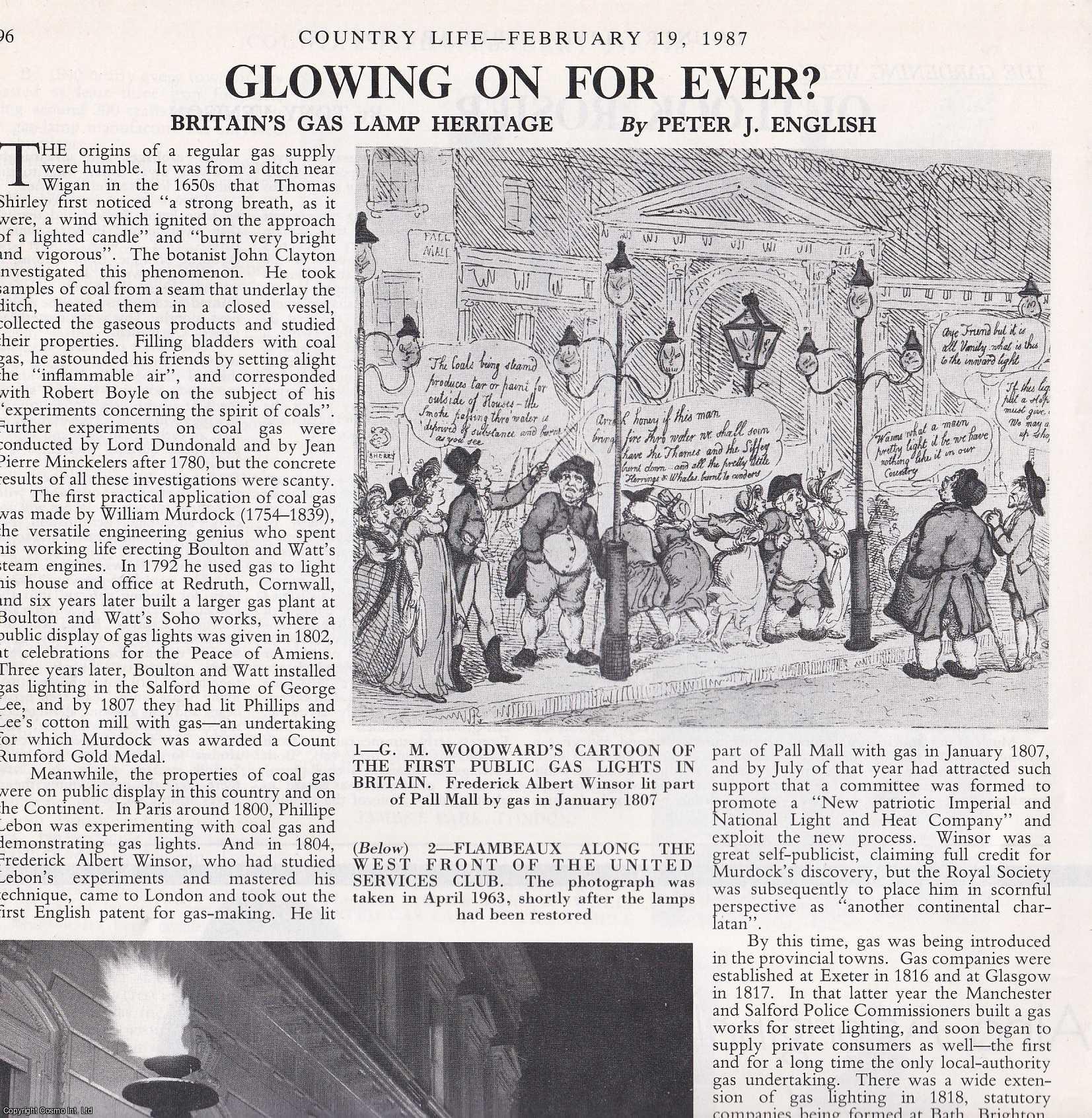Peter J. English - Britain's Gas Lamp Heritage. Several pictures and accompanying text, removed from an original issue of Country Life Magazine, 1987.