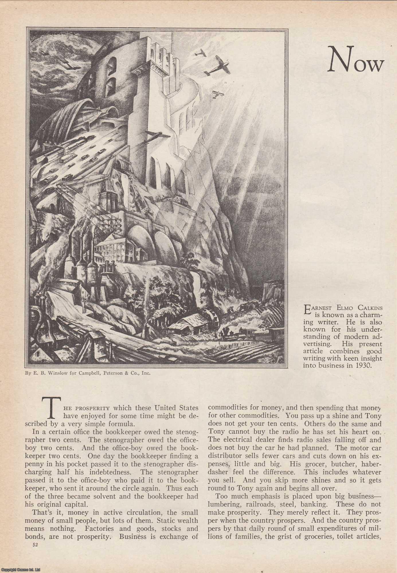 Earnest Elmo Calkins - 1930 is the Time to Advertise; Advertising Means Business Health. An original article from the American Review of Reviews, 1930.