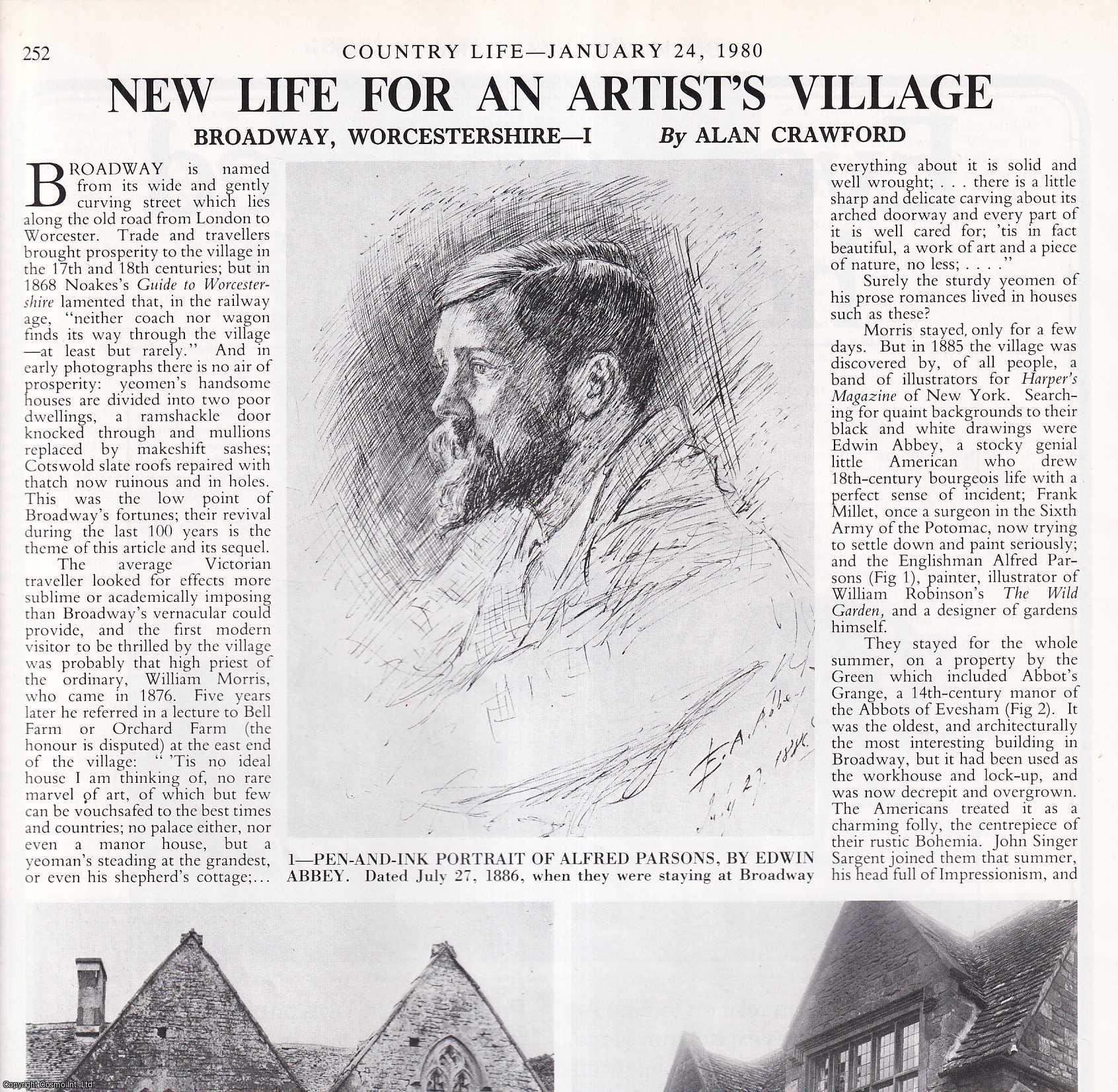 Alan Crawford - Broadway, Worcestershire: New Life for an Artists' Village. Several pictures and accompanying text, removed from an original issue of Country Life Magazine, 1980.