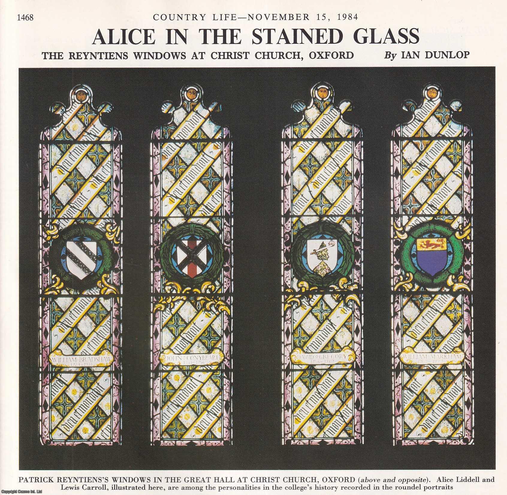 Ian Dunlop - The Reyntiens Windows at Christ Church, Oxford. Several pictures and accompanying text, removed from an original issue of Country Life Magazine, 1984.