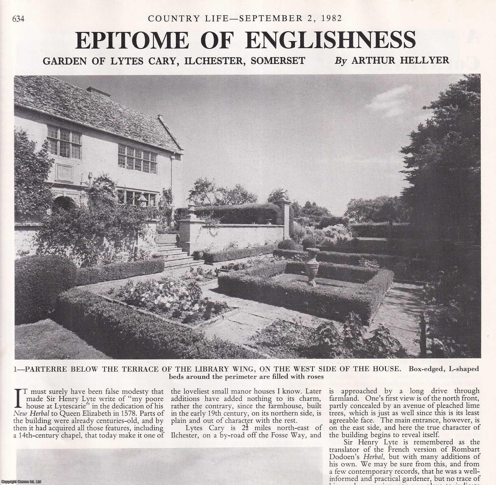 Arthur Hellyer - Gardens of Lytes Cary, Ilchester, Somerset. Several pictures and accompanying text, removed from an original issue of Country Life Magazine, 1982.