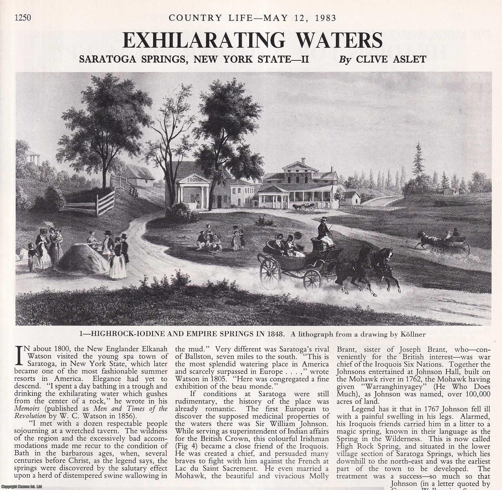 Clive Aslet - Saratoga Springs, New York State. Several pictures and accompanying text, removed from an original issue of Country Life Magazine, 1983.