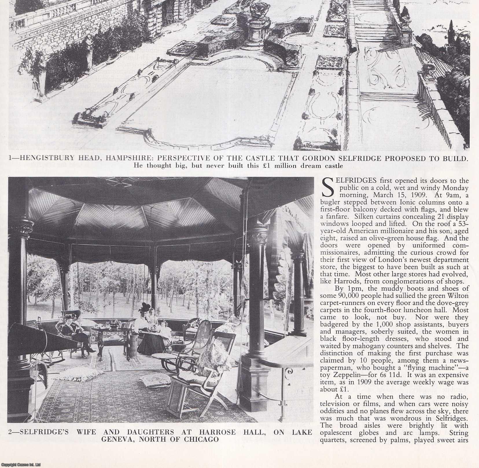 Gordon Honeycombe - Hengistbury Head, Hampshire: Gordon Selfridge's Proposed ┬ú1m Castle, the Dream never Built. Several pictures and accompanying text, removed from an original issue of Country Life Magazine, 1984.