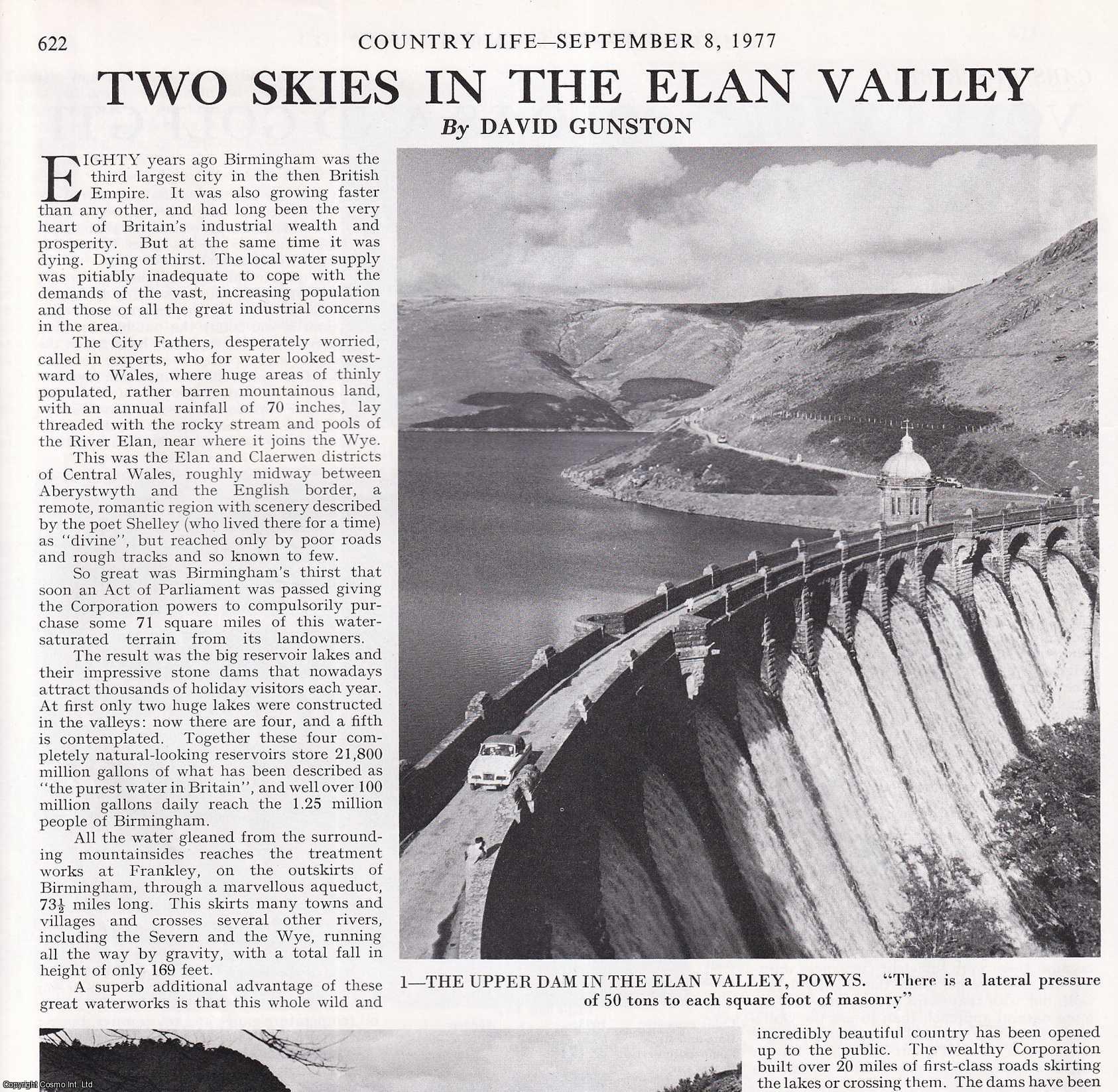 David Gunston - The Elan Valley: Dams and Reservoirs. Several pictures and accompanying text, removed from an original issue of Country Life Magazine, 1977.