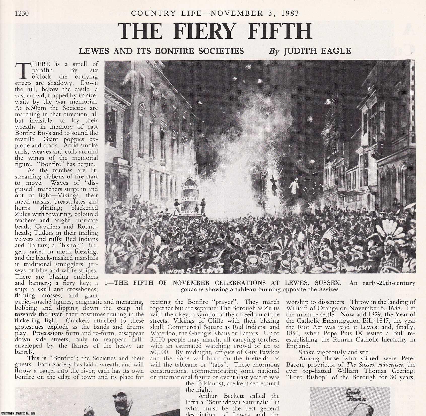 Judith Eagle - Lewes, Sussex and Its Bonfire Societies: Fifth of November Celebrations. Several pictures and accompanying text, removed from an original issue of Country Life Magazine, 1983.
