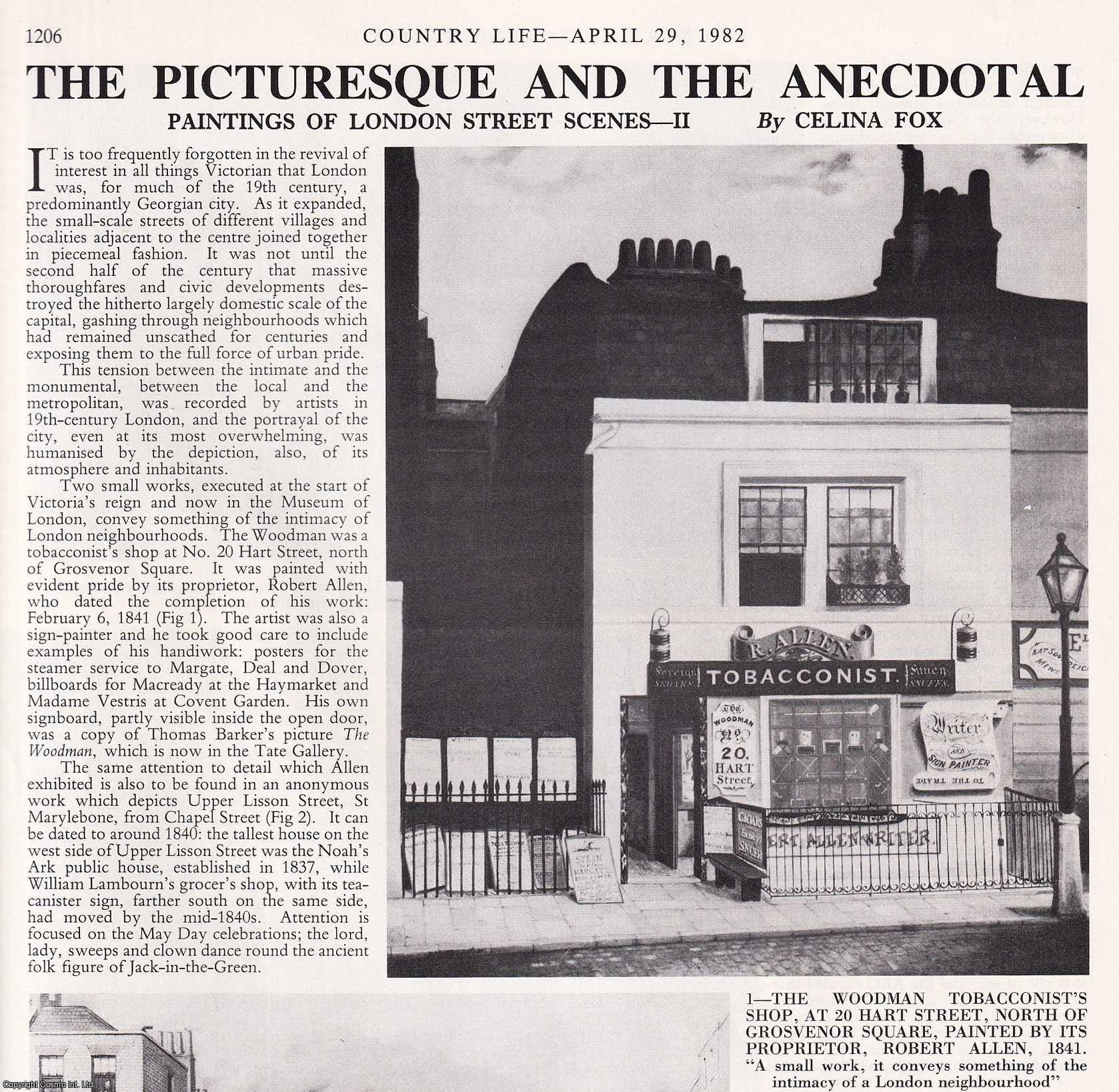 Celina Fox - Paintings of London Street Scenes, Part 2. Several pictures and accompanying text, removed from an original issue of Country Life Magazine, 1982.