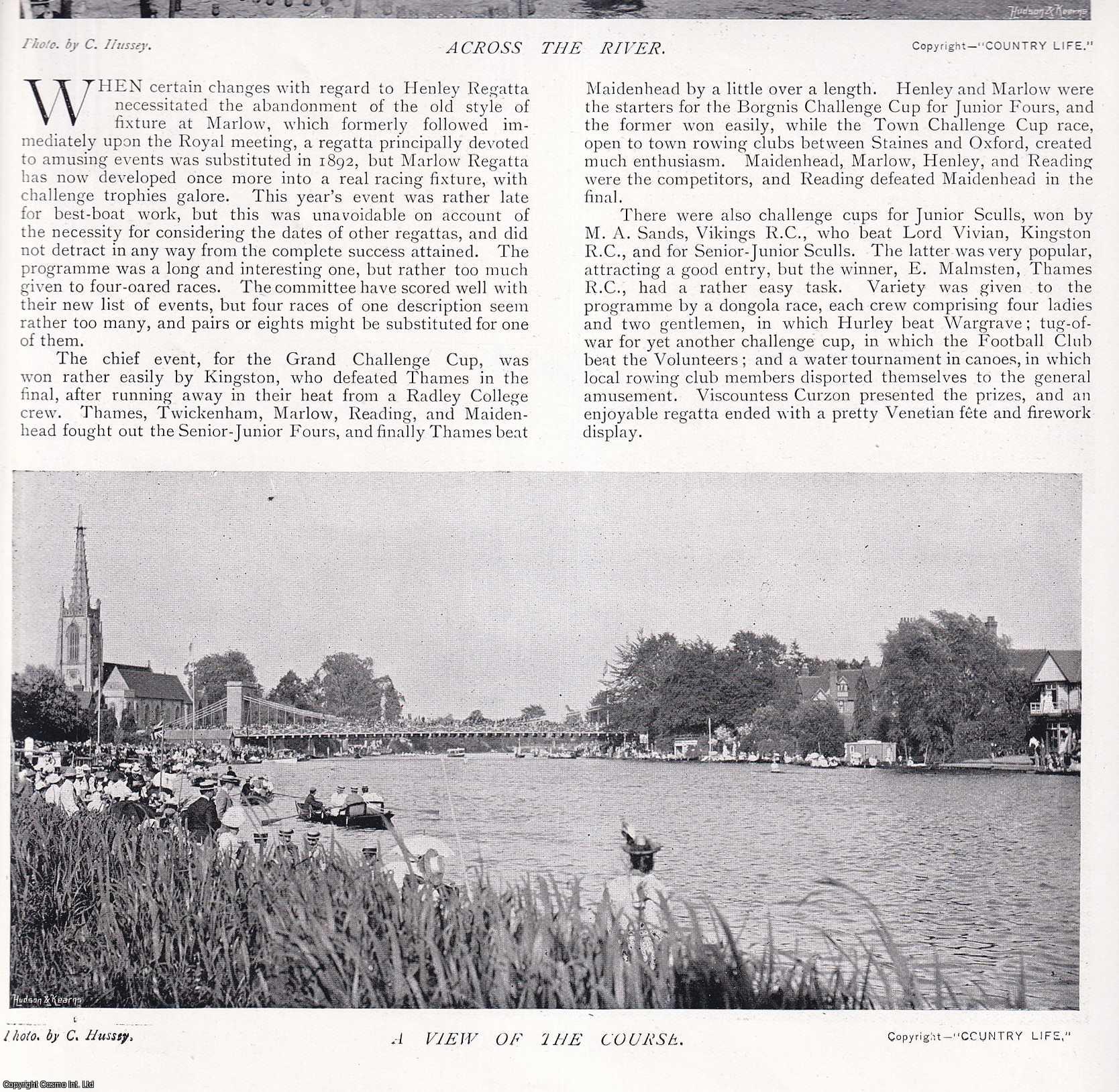 COUNTRY LIFE - Marlow Regatta. Several pictures and accompanying text, removed from an original issue of Country Life Magazine, 1897.