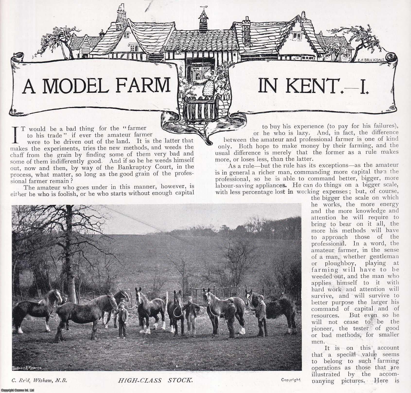 COUNTRY LIFE - A Model Farm in Kent, Part 1. Several pictures and accompanying text, removed from an original issue of Country Life Magazine, 1898.
