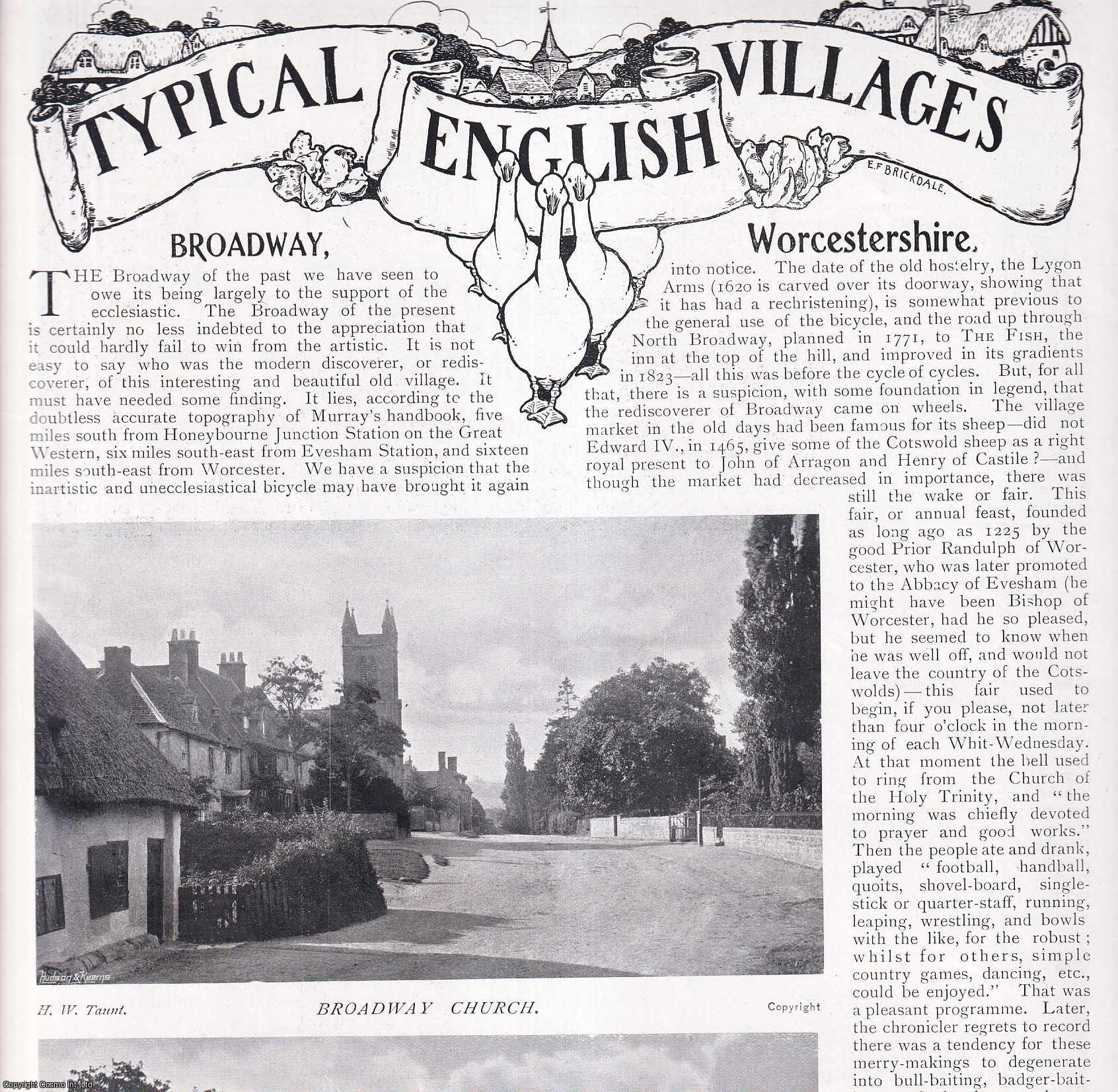 COUNTRY LIFE - Broadway, Worcestershire. Several pictures and accompanying text, removed from an original issue of Country Life Magazine, 1898.