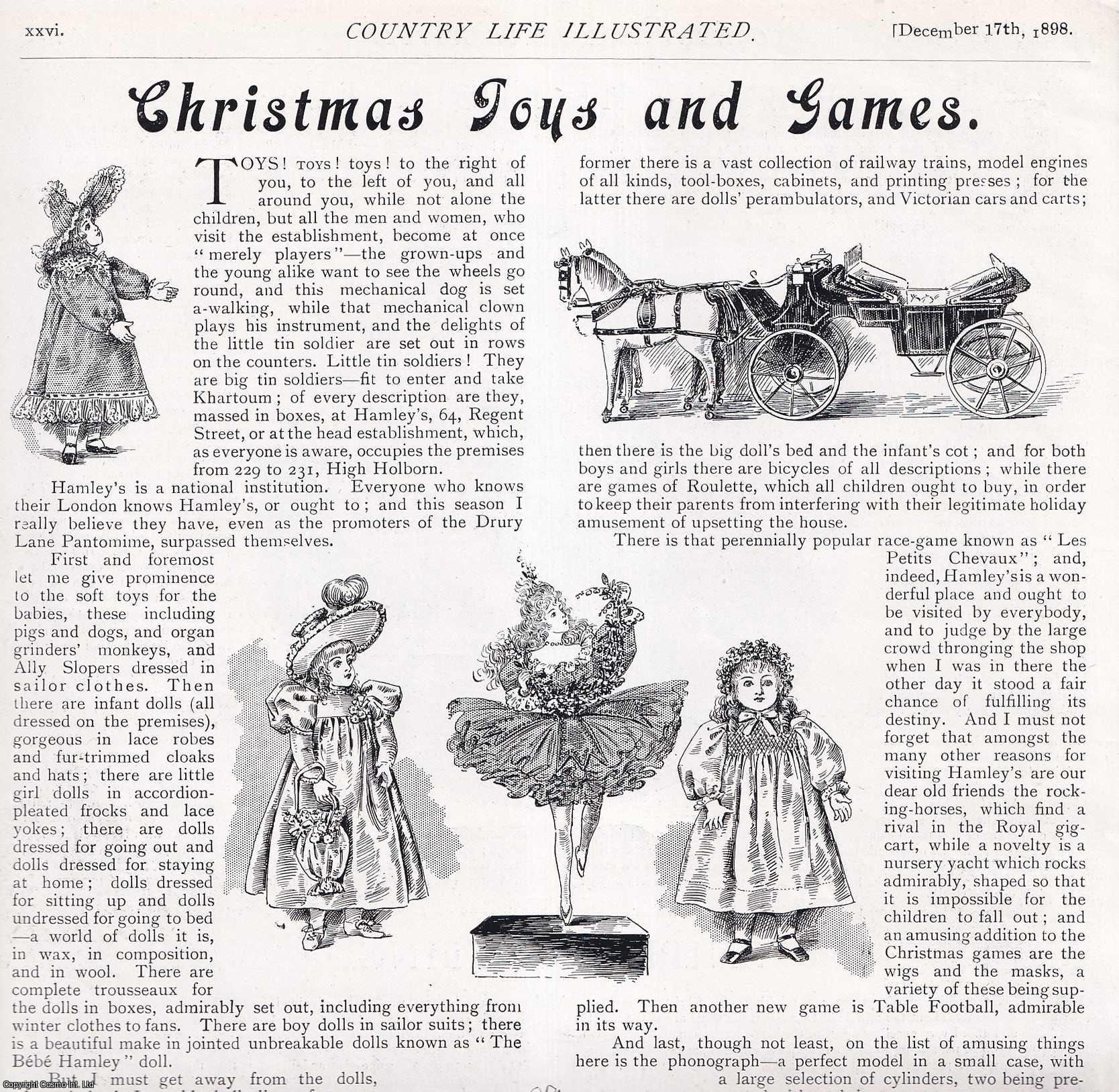 COUNTRY LIFE - Christmas Toys and Games. Several pictures and accompanying text, removed from an original issue of Country Life Magazine, 1898.