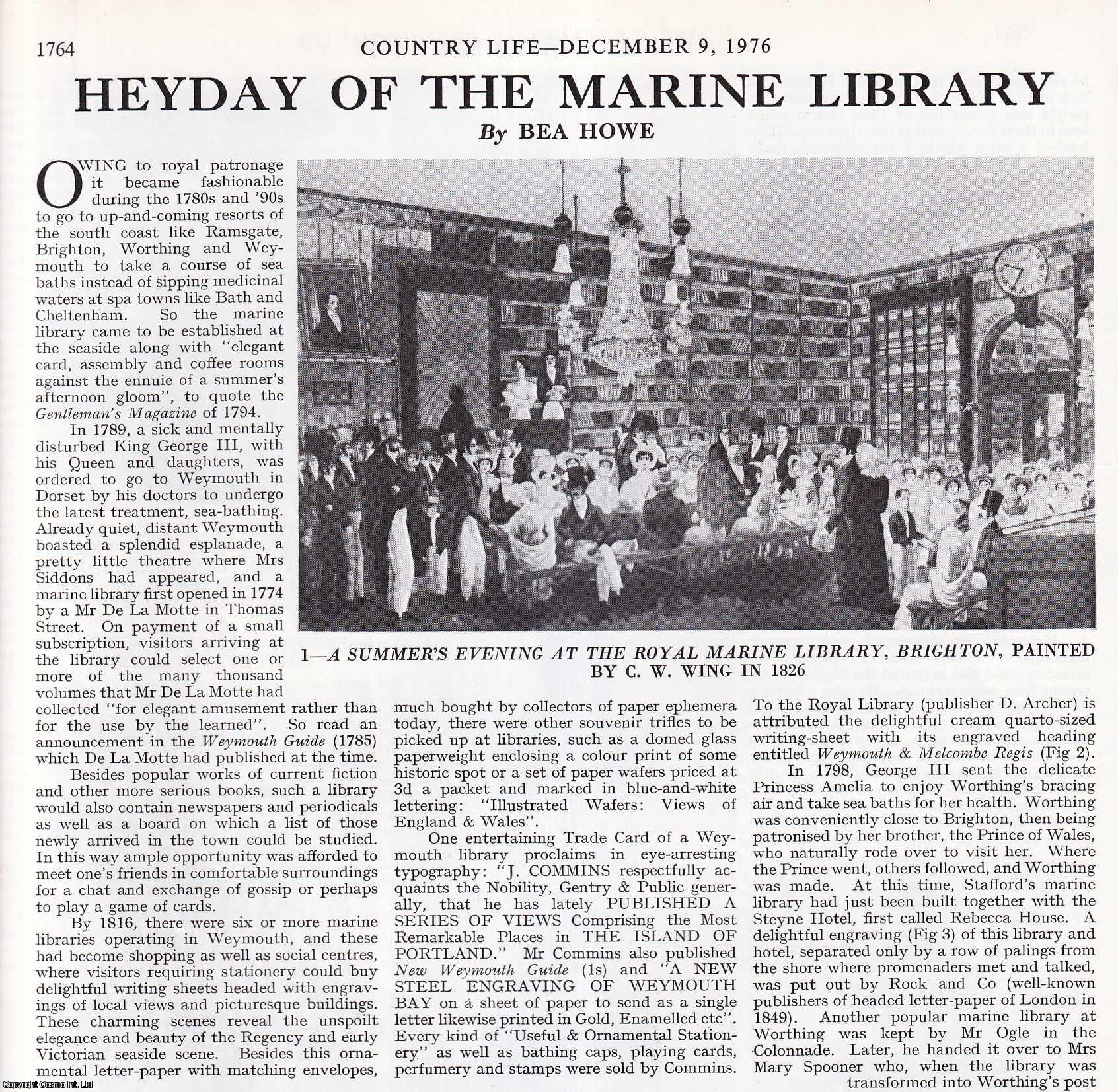 Bea Howe - The Heyday of the Marine Library. Several pictures and accompanying text, removed from an original issue of Country Life Magazine, 1976.