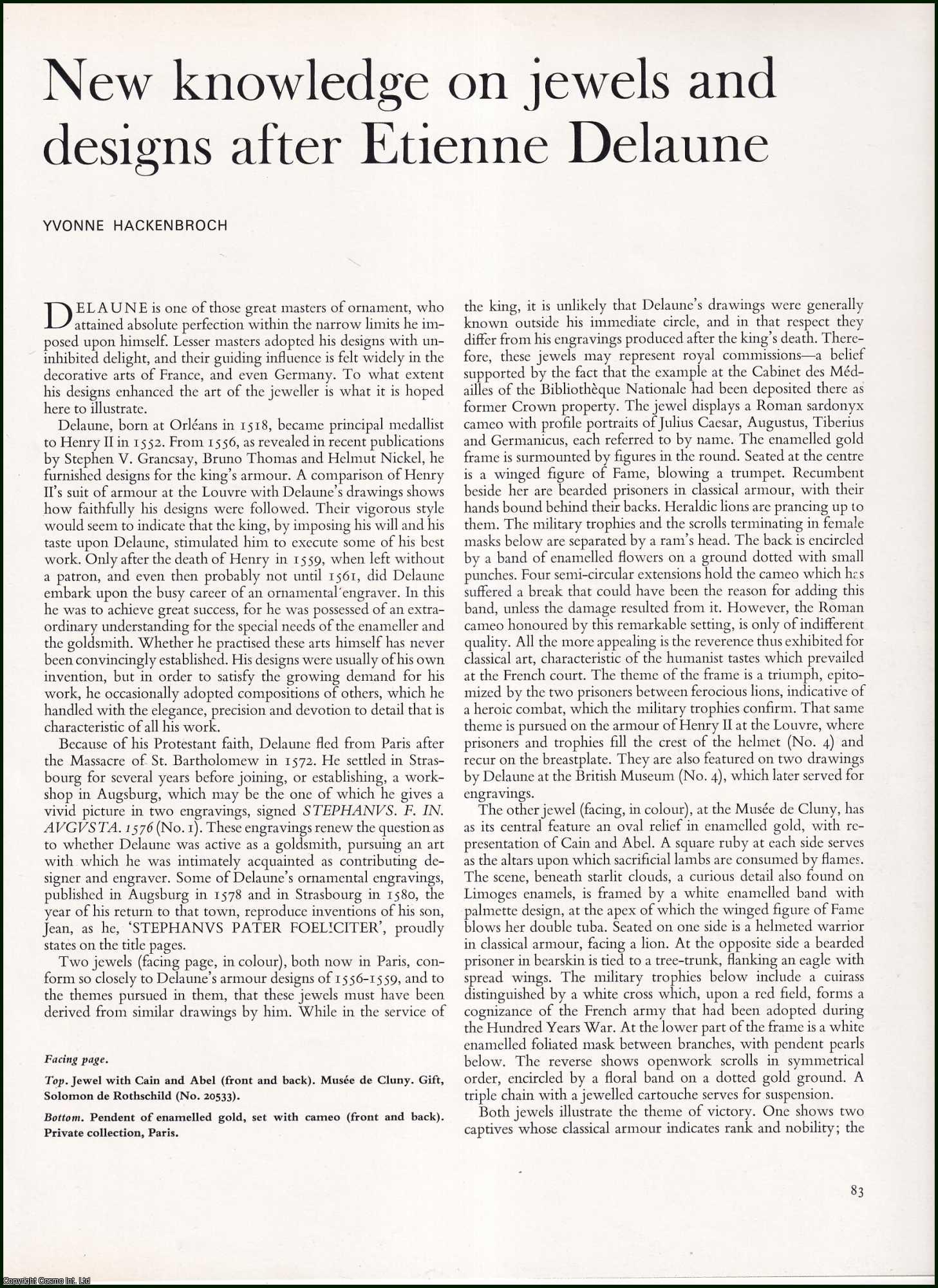 Yvonne Hackenbroch - New Knowledge on Jewels and Designs after Etienne Delaune. An original article from The Connoisseur, 1966.