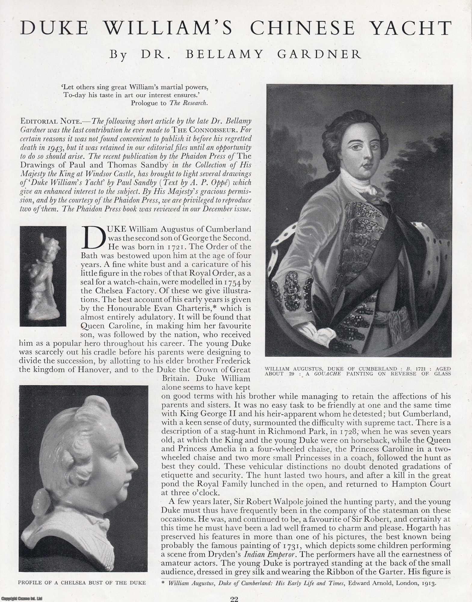 Dr Bellamy Gardner - The Paintings of Duke William of Cumberland's Chinese Yacht by Paul Sandby. An original article from The Connoisseur, 1948.