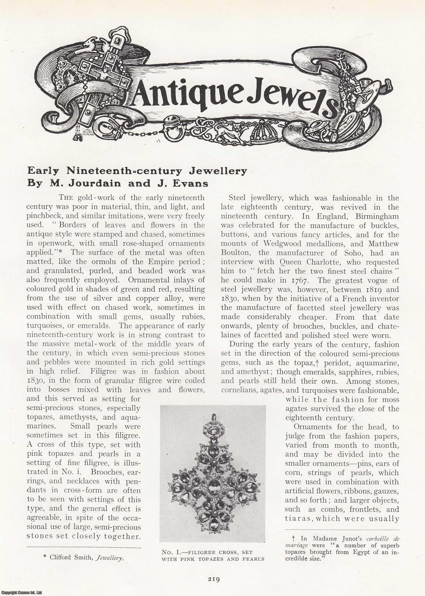 M. Jourdain and J. Evans - Early Nineteenth-Century Jewellery. An original article from The Connoisseur, 1921.