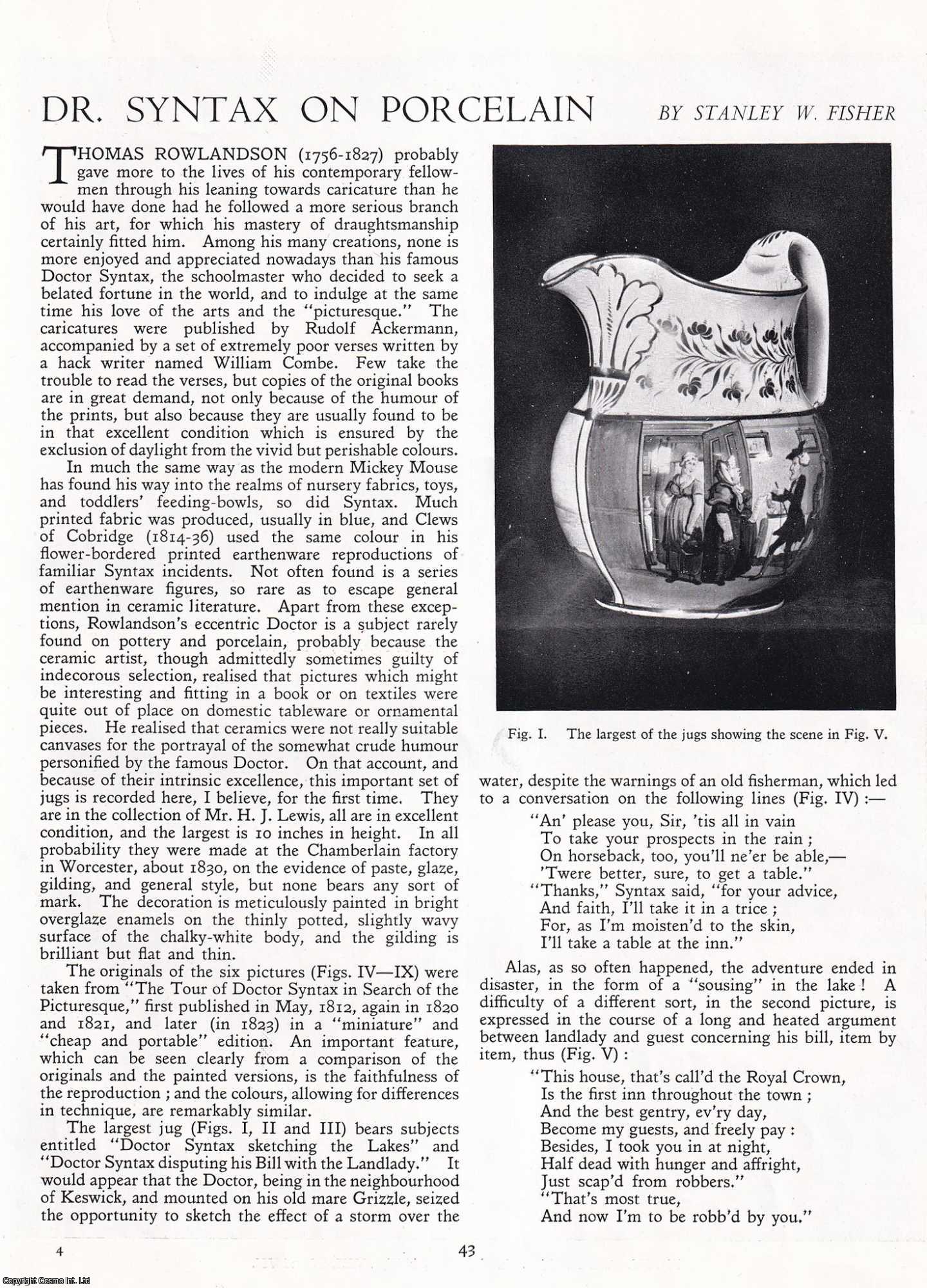 Stanley W. Fisher - Thomas Rowlandson's Caricature Doctor Syntax, on Porcelain. An original article from Apollo, International Magazine of the Arts, 1951.