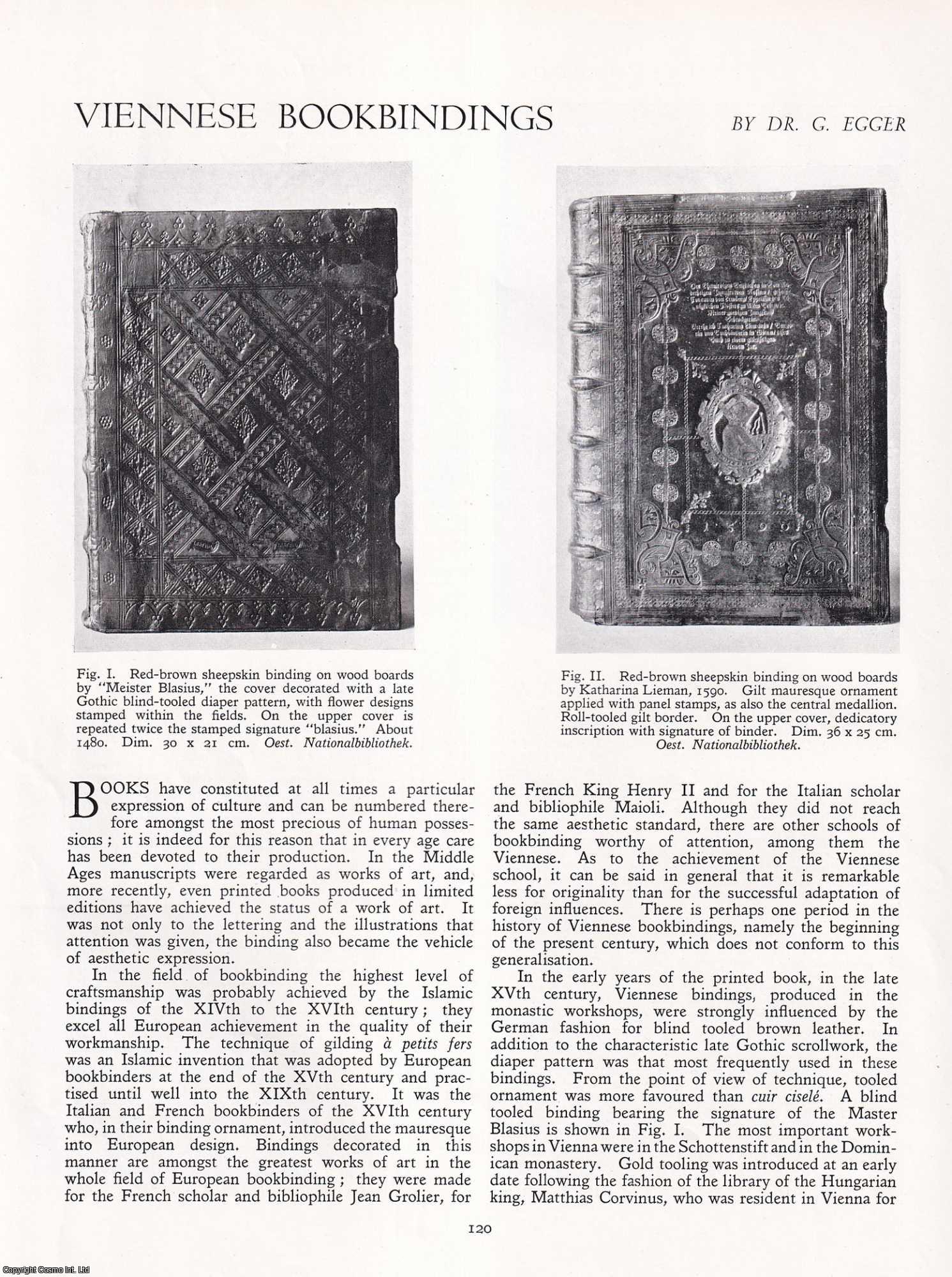 Dr. G. Egger - Viennese Bookbindings. An original article from Apollo, International Magazine of the Arts, 1951.