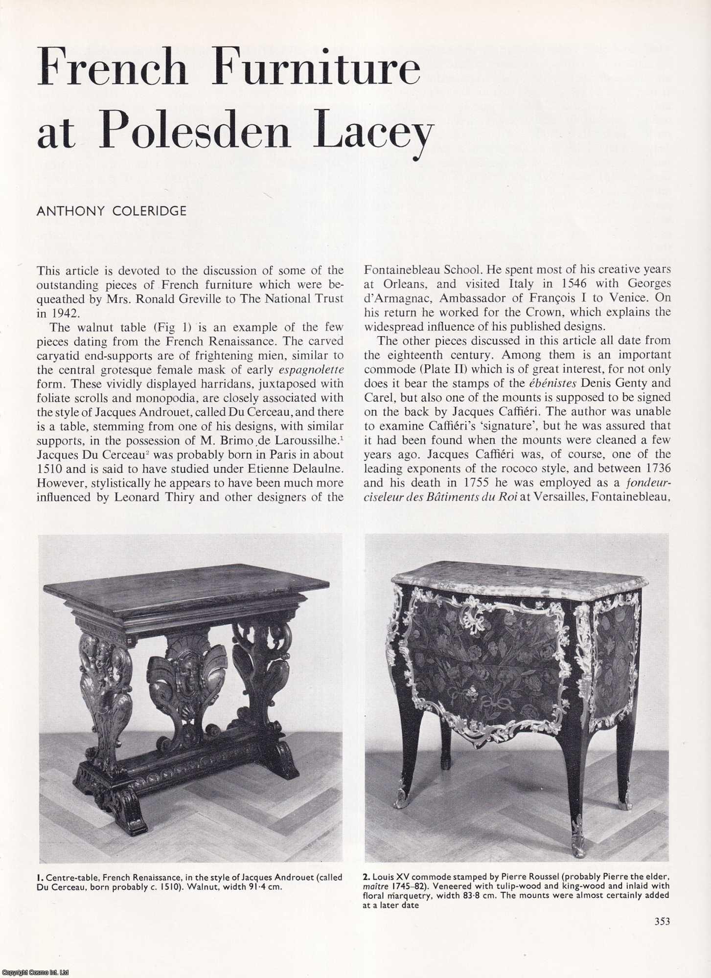 Anthony Coleridge - French Furniture at Polesden Lacey. An original article from Apollo, International Magazine of the Arts, 1965.