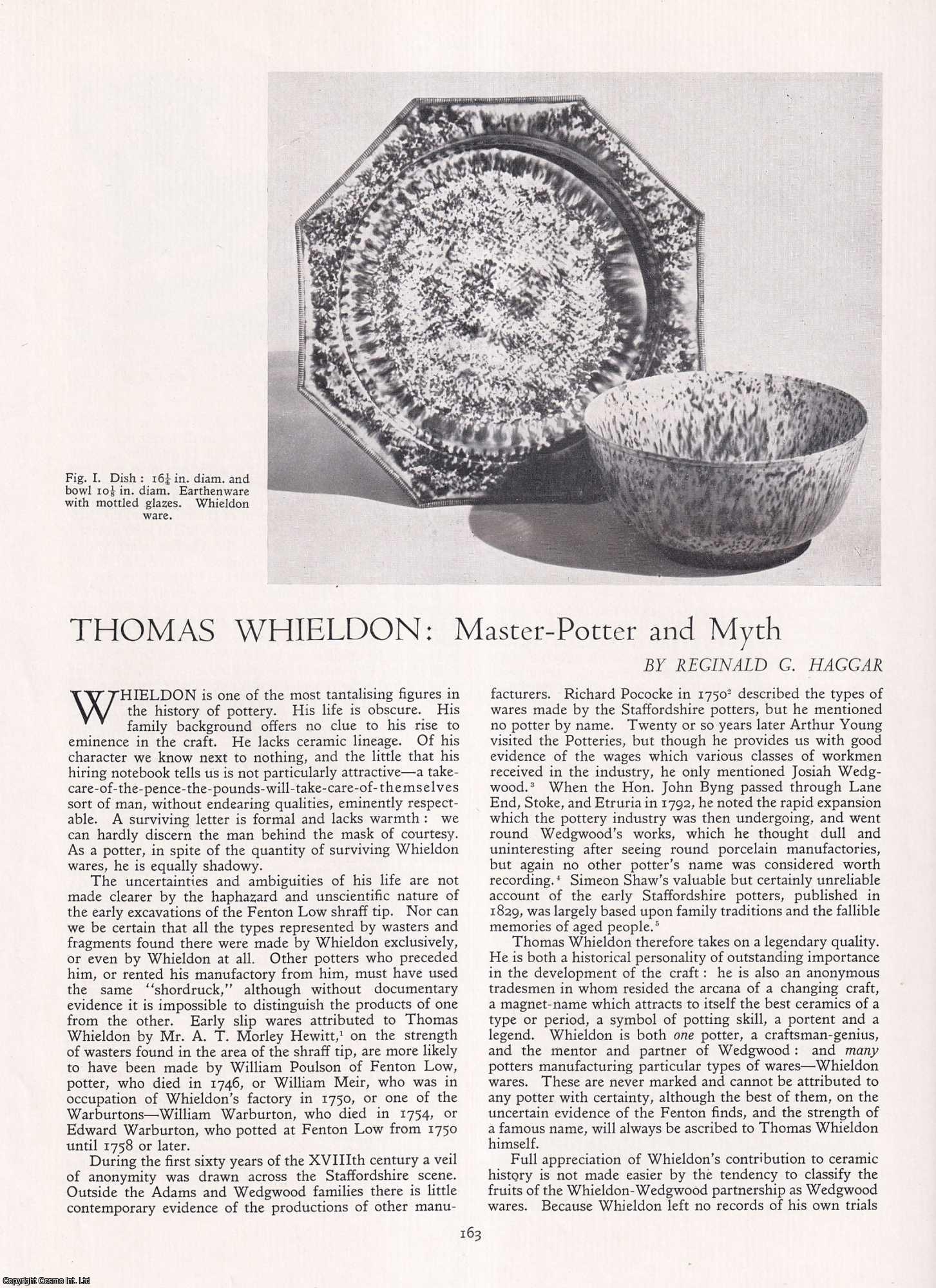 Reginald G. Haggar - Thomas Whieldon: Master-Potter and Myth. An original article from Apollo, International Magazine of the Arts, 1953.