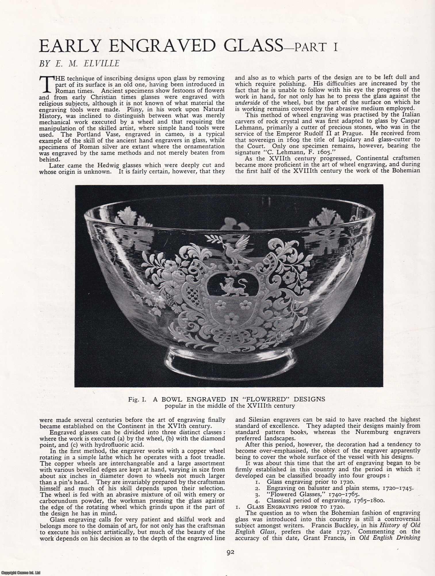 E.M. Elville - Early Engraved Glass, Part 1. An original article from Apollo, International Magazine of the Arts, 1947.