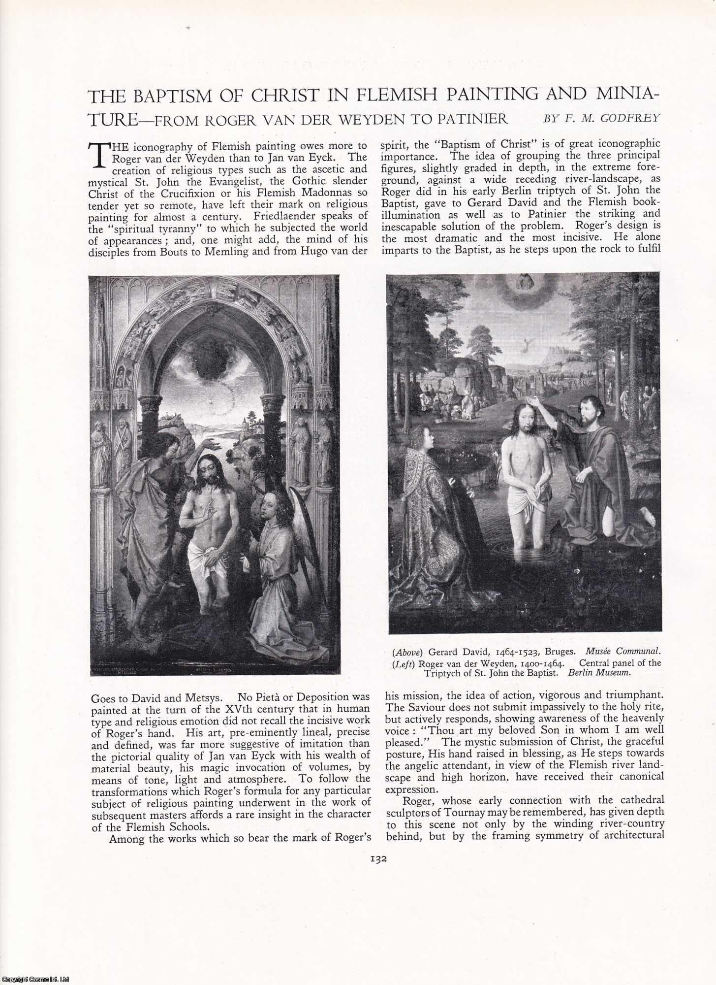 F.M. Godfrey - The Baptism of Christ in Flemish Painting and Miniature: From Roger van der Weyden to Patinier. An original article from Apollo, International Magazine of the Arts, 1950.