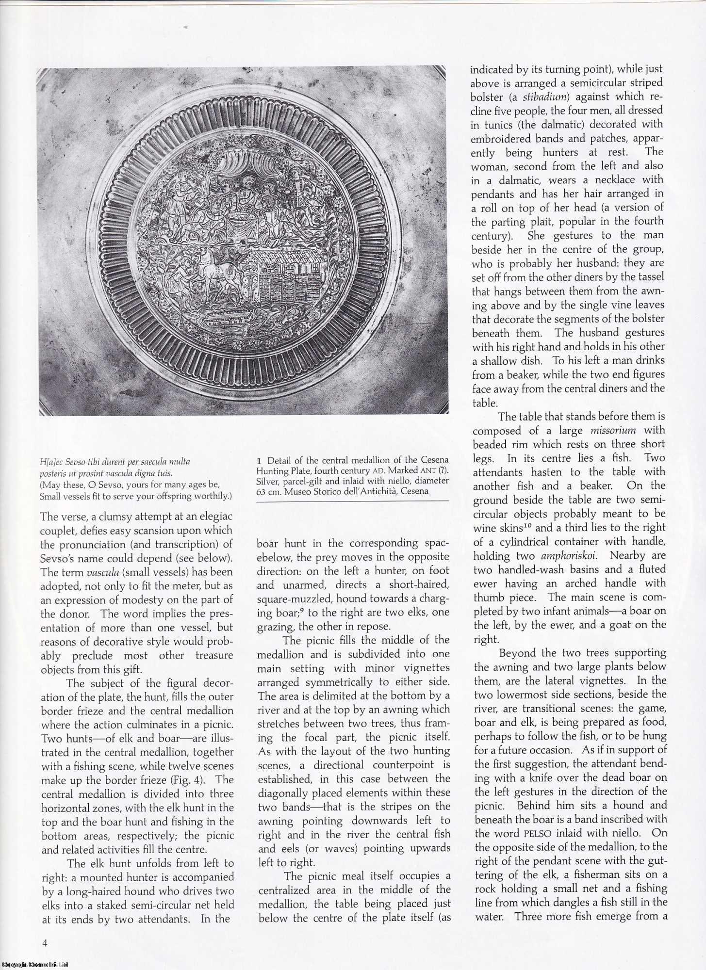 Maria Mundell Mango; Jeanette Greenfield - The Sevso Treasure Hunting Plate. Together with, The Sevso Treasure: The Legal Case. Two original articles from Apollo, International Magazine of the Arts, 1990.