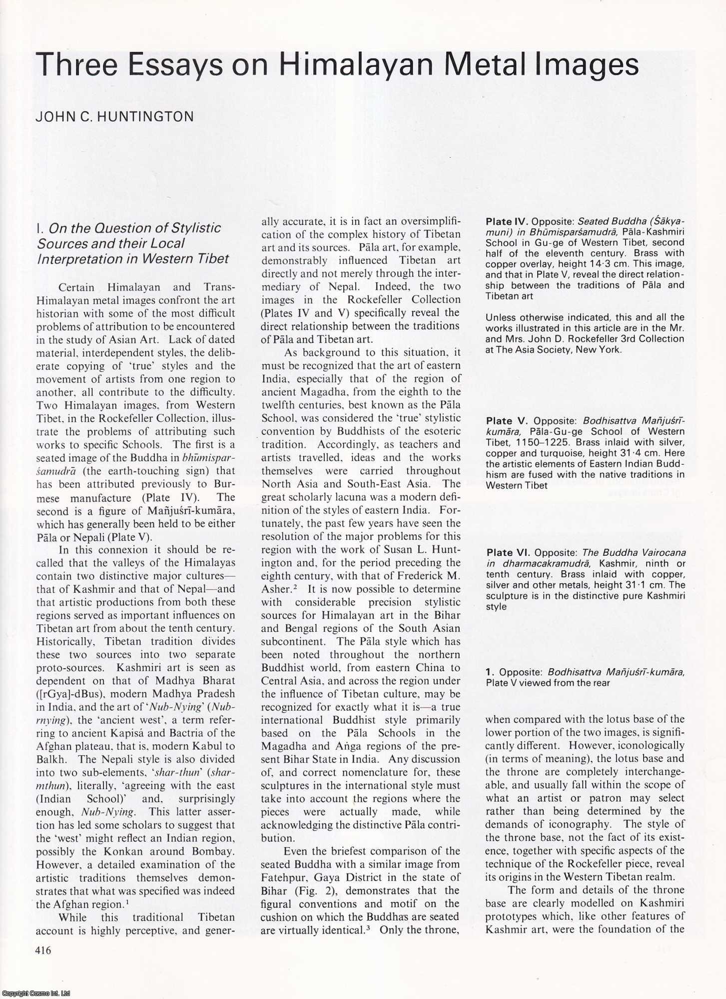 John C. Huntington - Three Essays on Himalayan Metal Images. An original article from Apollo, International Magazine of the Arts, 1983.