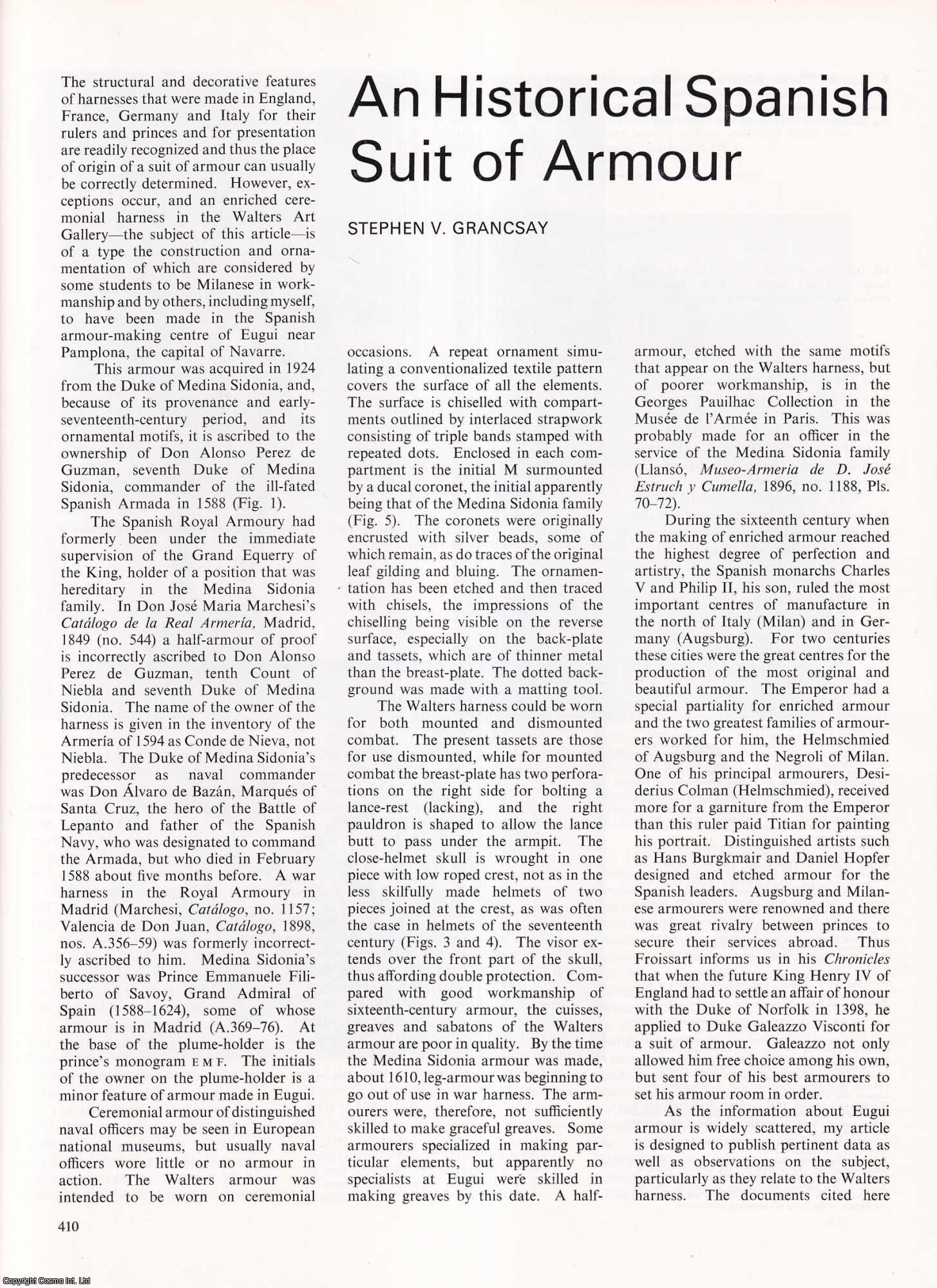 Stephen V. Grancsay - An Historical Spanish Suit of Armour. An original article from Apollo, International Magazine of the Arts, 1974.