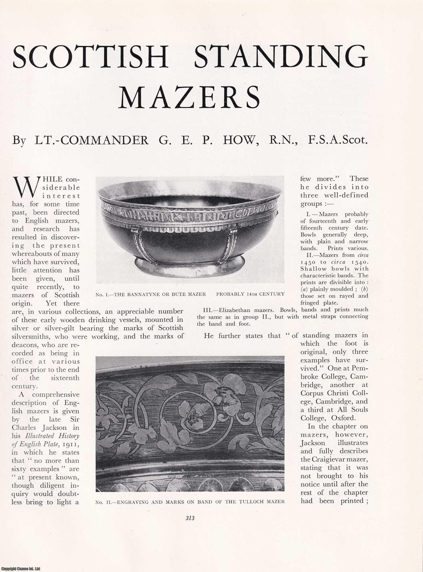 Lt. Commander G.E.P. How - Scottish Standing Mazers. An original article from The Connoisseur, 1934.