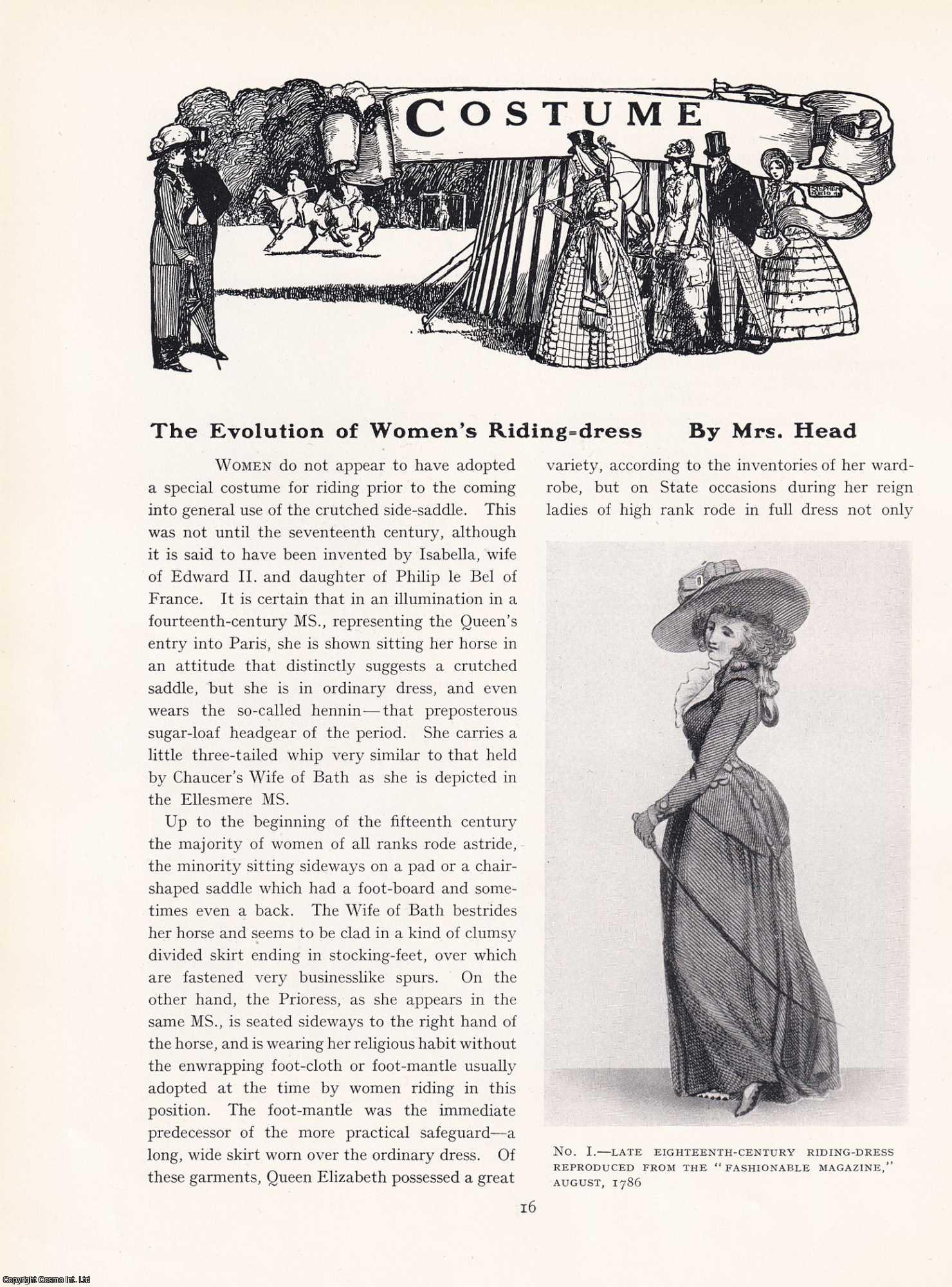 Mrs Head - The Evolution of Women's Riding-Dress. An original article from The Connoisseur, 1927.