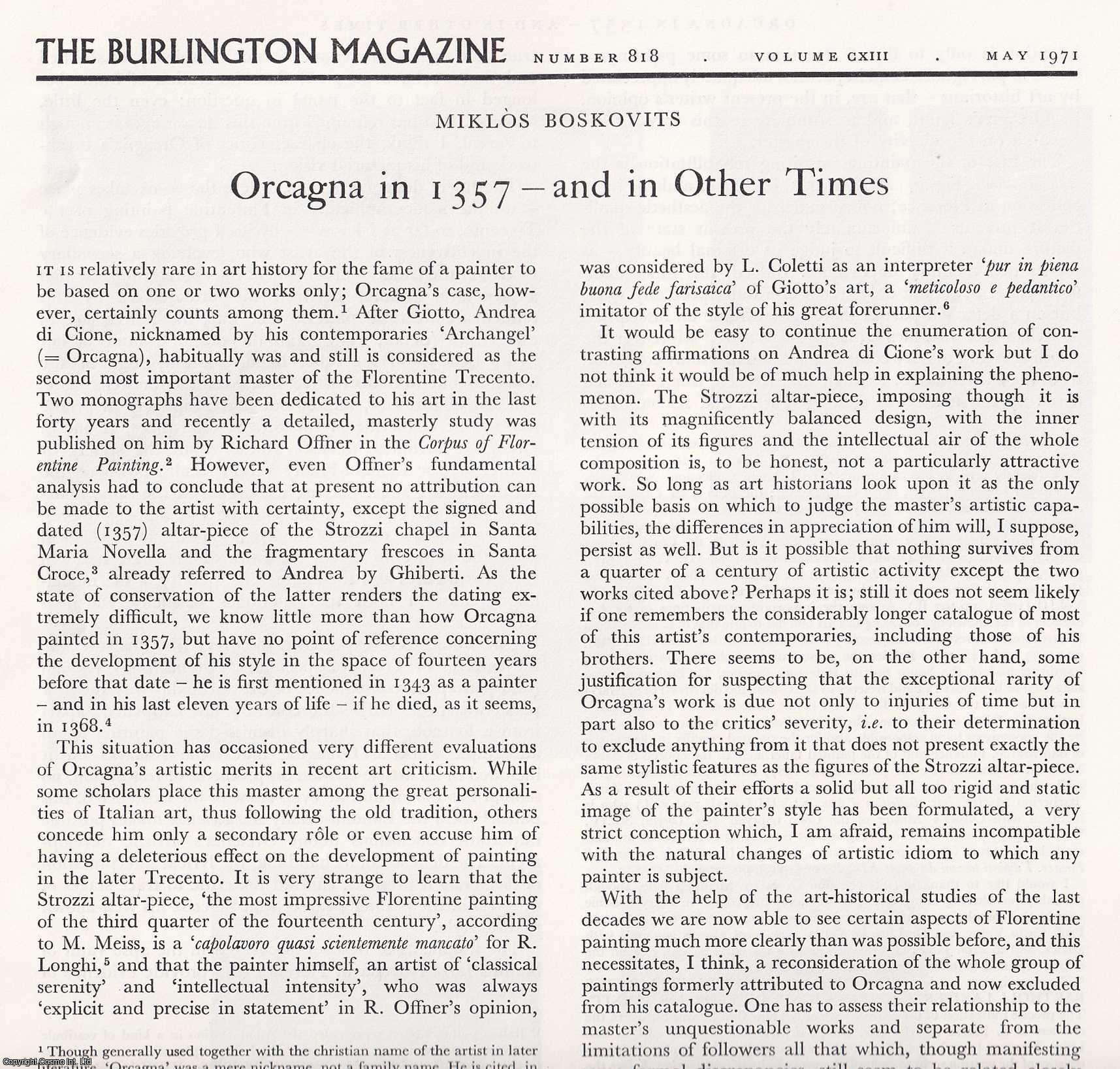 Miklos Boskovits - Orcagna (Andrea di Cione, Archangel) in 1357 - and in Other Times. An original article from The Burlington Magazine, 1971.