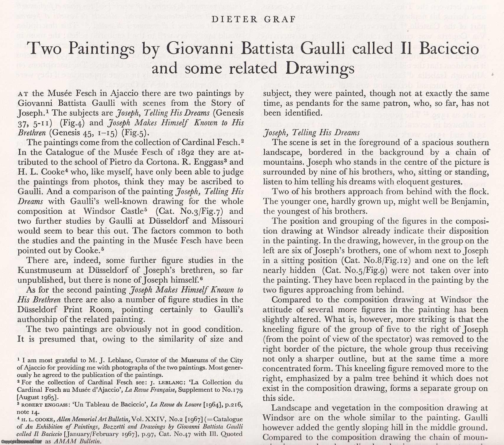 Dieter Graf - Two Paintings by Giovanni Battista Gaulli called Il Baciccio and some related Drawings. An original article from The Burlington Magazine, 1971.