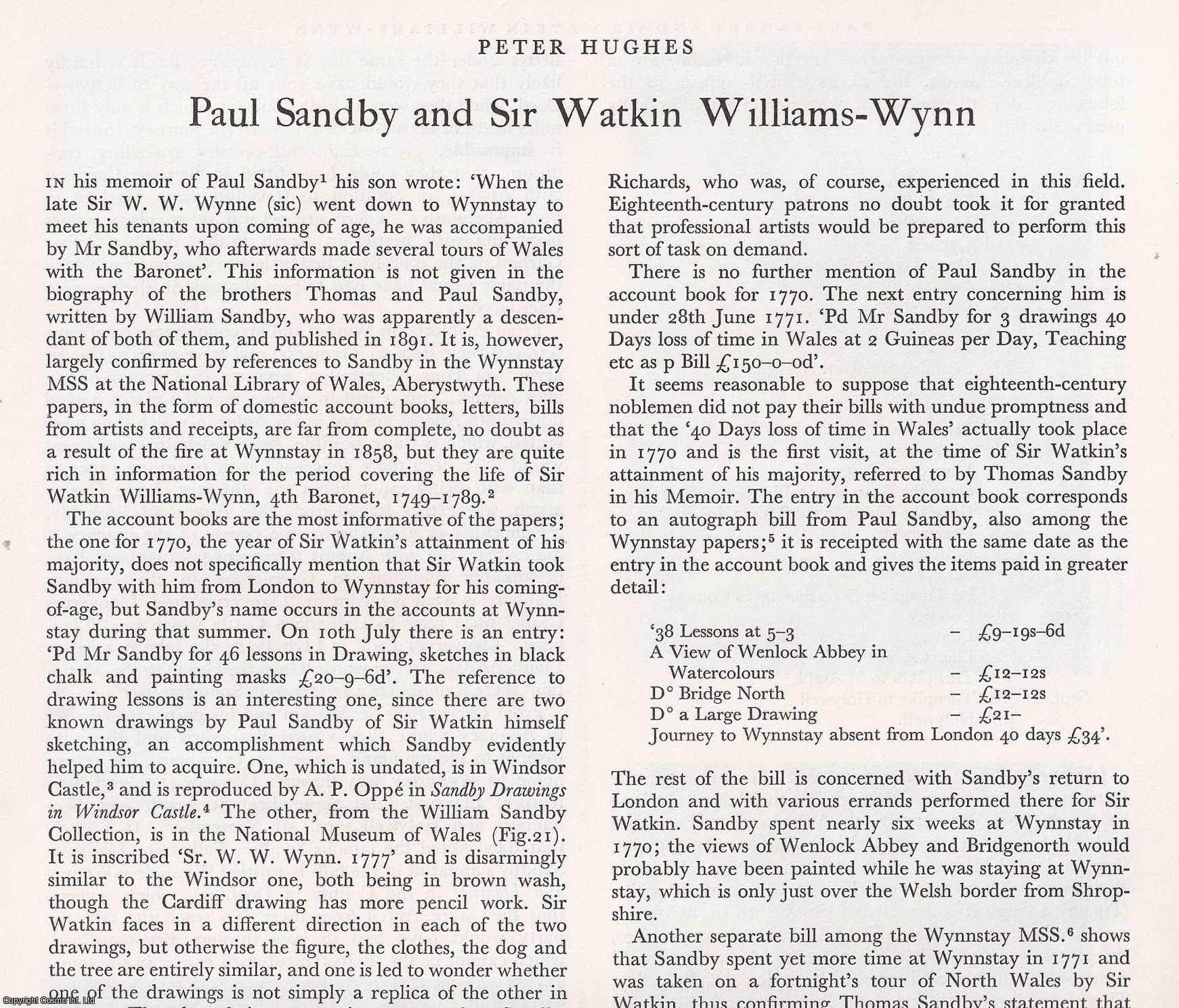 Peter Hughes - Paul Sandby and Sir Watkin Williams-Wynn. An original article from The Burlington Magazine, 1972.