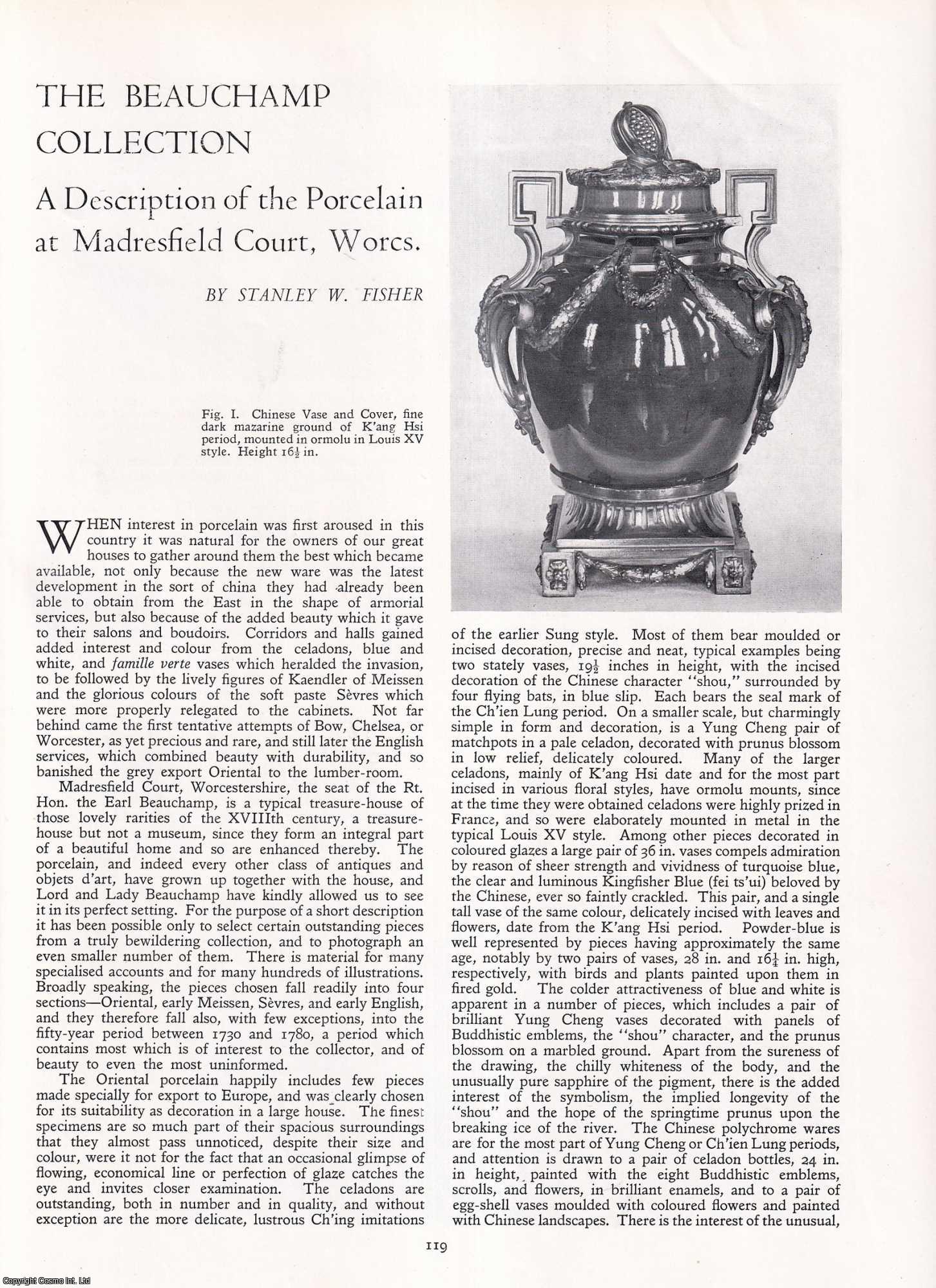 Stanley W. Fisher - The Beauchamp Collection: A Description of the Porcelain at Madresfield Court, Worcestershire. An original article from Apollo, International Magazine of the Arts, 1952.