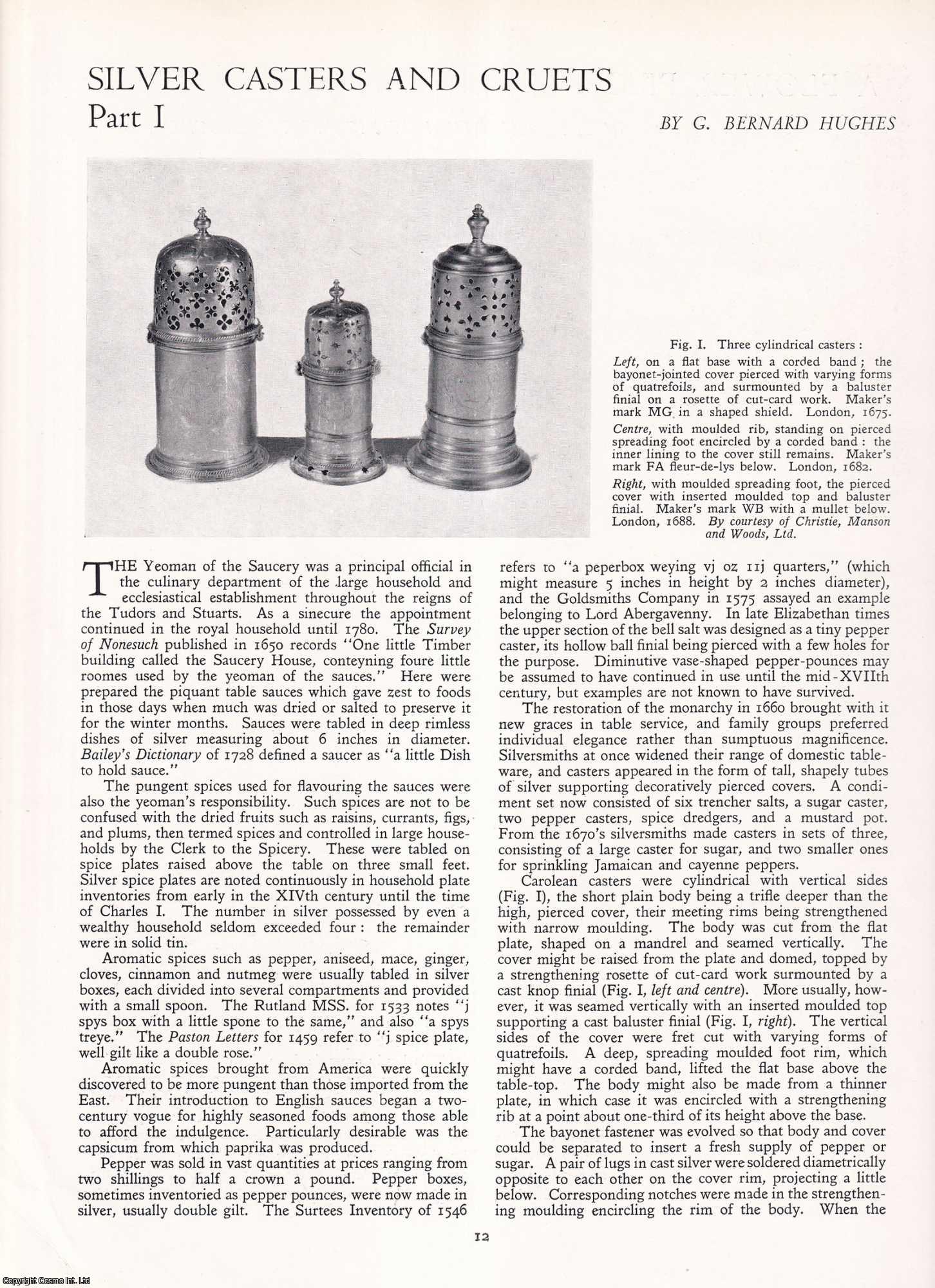 G. Bernard Hughes - Silver Casters and Cruets, Parts 1 and 2 only. An original article from Apollo, International Magazine of the Arts, 1954.