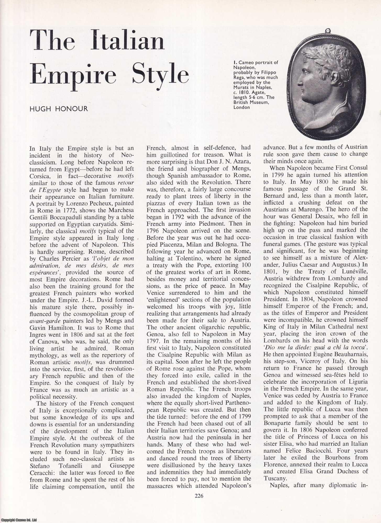 Hugh Honour - The Italian Empire Style of Neoclassicism. An original article from Apollo, International Magazine of the Arts, 1964.
