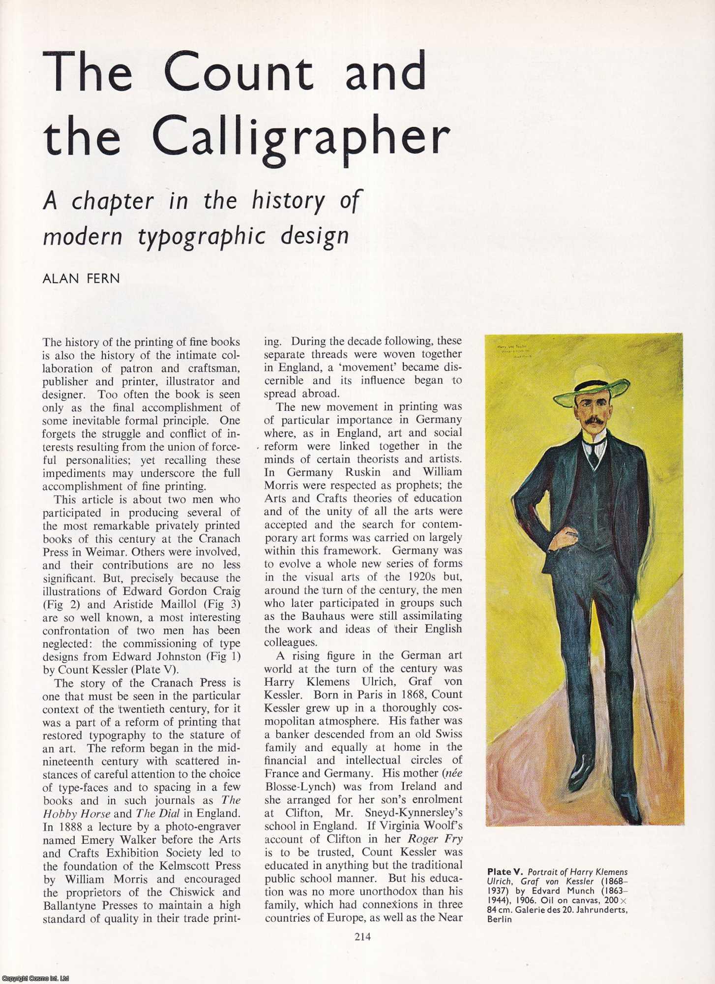 Alan Fern - The Count and the Calligrapher of the Cranach Press in Weimar: A Chapter in the History of Modern Typographic Design. An original article from Apollo, International Magazine of the Arts, 1964.