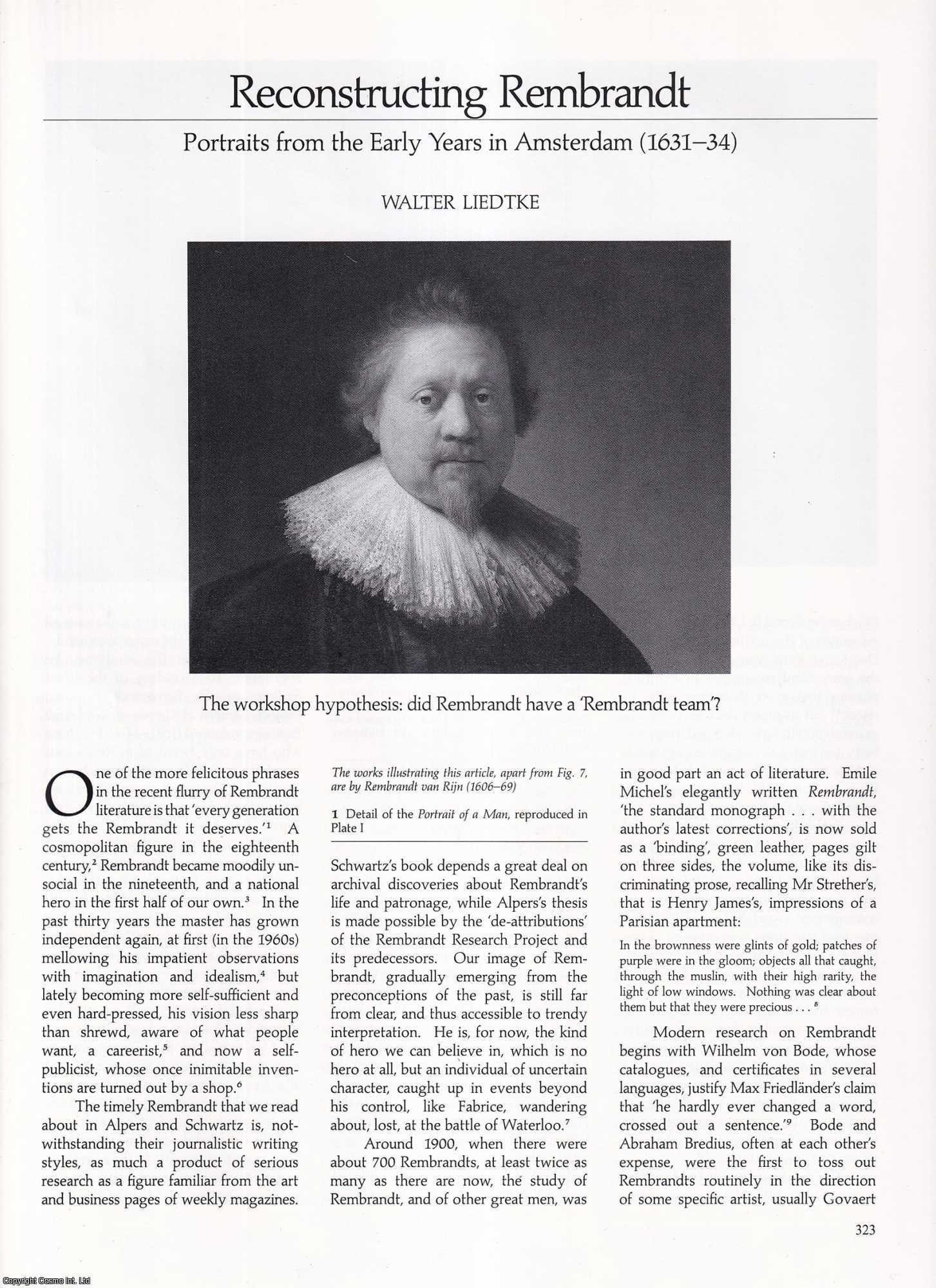 Walter Liedtke - Reconstructing Rembrandt: Portraits from the Early Years in Amsterdam (1631-34). An original article from Apollo, International Magazine of the Arts, 1989.