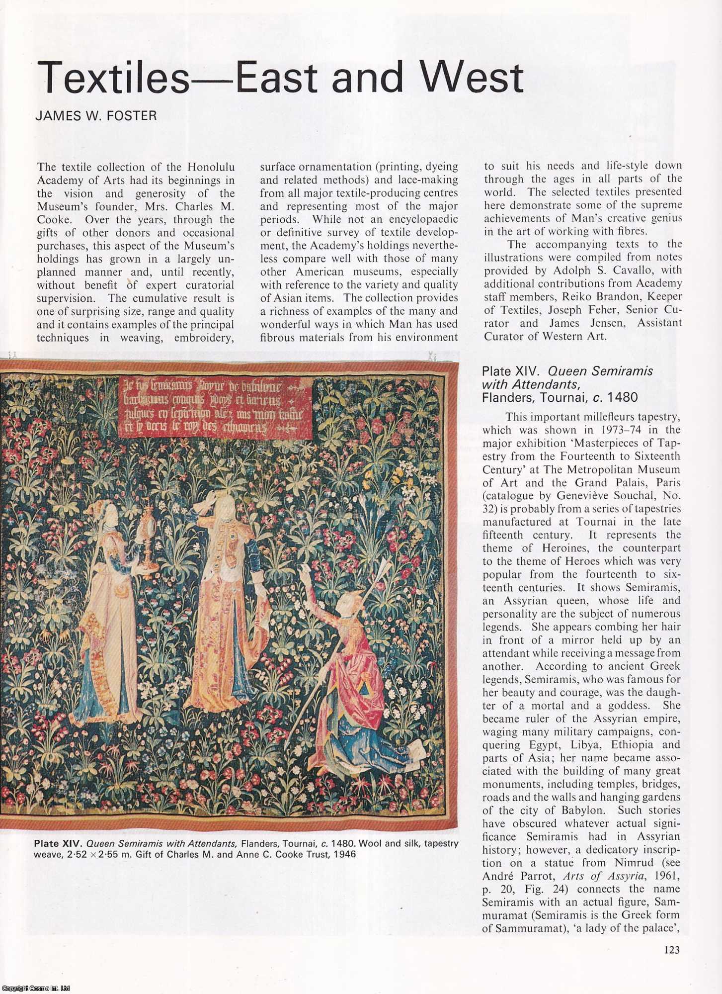 James W. Foster - Textiles -East and West- in the Collection of the Honolulu Academy of Arts. An original article from Apollo, International Magazine of the Arts, 1979.