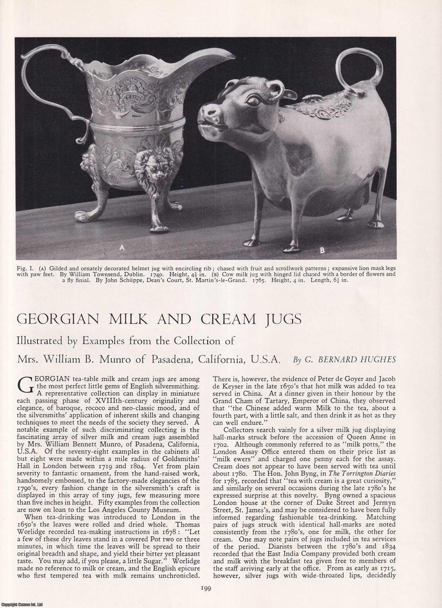 G. Bernard Hughes - Georgian Milk and Cream Jugs: With Examples from the Collection of Mrs William B. Munro of California. An original article from Apollo, International Magazine of the Arts, 1956.