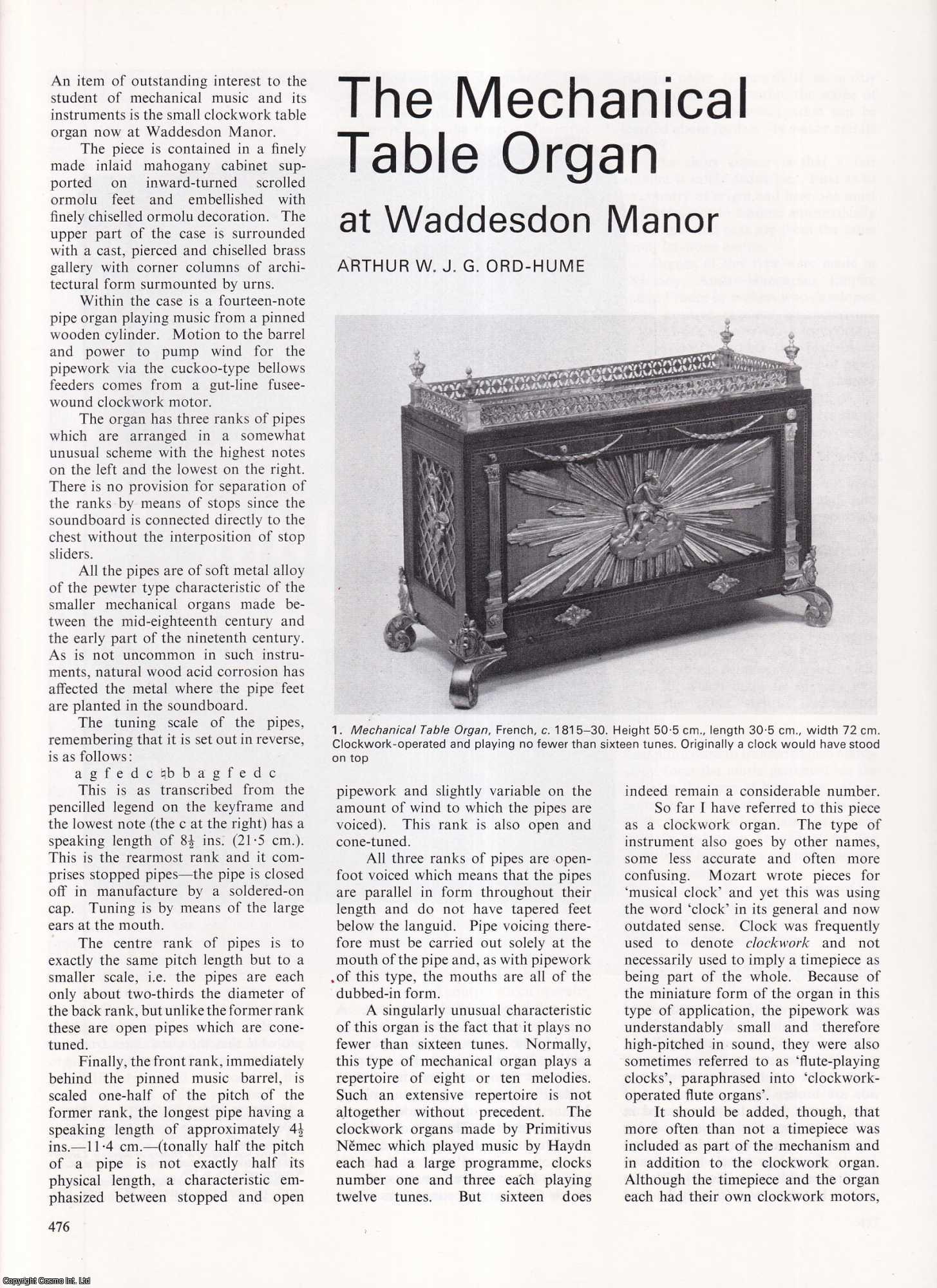 Arthur W.J.G. Ord-Hume - The Mechanical Table Organ at Waddesdon Manor. An original article from Apollo, International Magazine of the Arts, 1977.